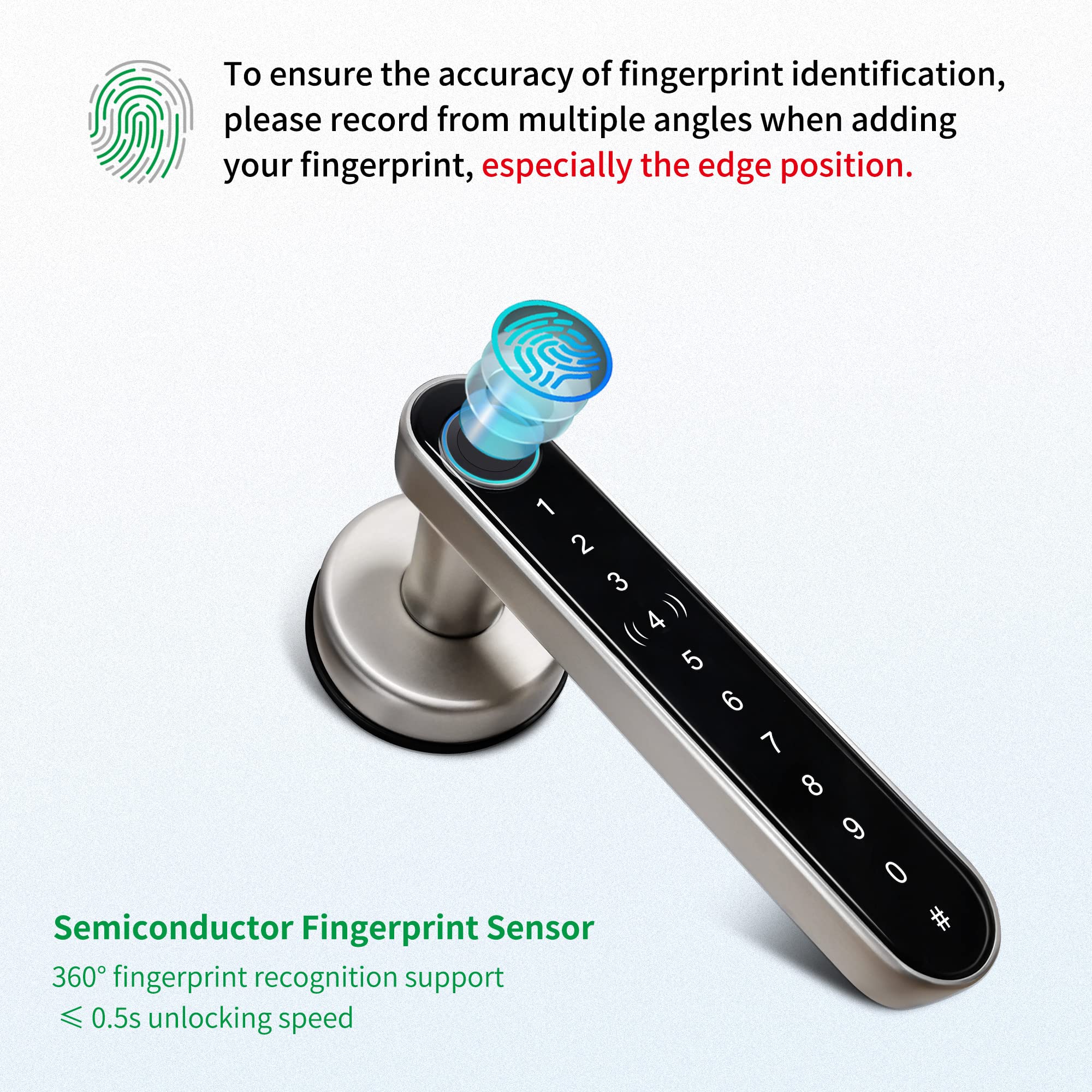 CATCHFACE Smart Fingerprint Door Lock - Keyless Entry Biometric Digital Deadbolt with WiFi & TTlock App - Satin Nickel Finish for Home, Office & Airbnb Security