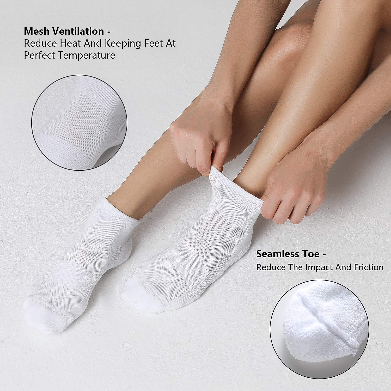 CelerSport 6 Pack Men's Breathable Cushioned Ankle Socks for Running, Sports & Workout - Comfortable Athletic Socks for Gym, Hiking & Daily Wear