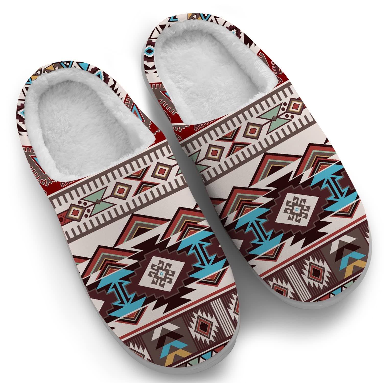 **Ciadoon Aztec Slippers for Women & Men - Memory Foam House Slippers, Fuzzy Slip-On Indoor Shoes for Winter Comfort - Perfect Cozy Gift for Home, Lounge & Relaxation**