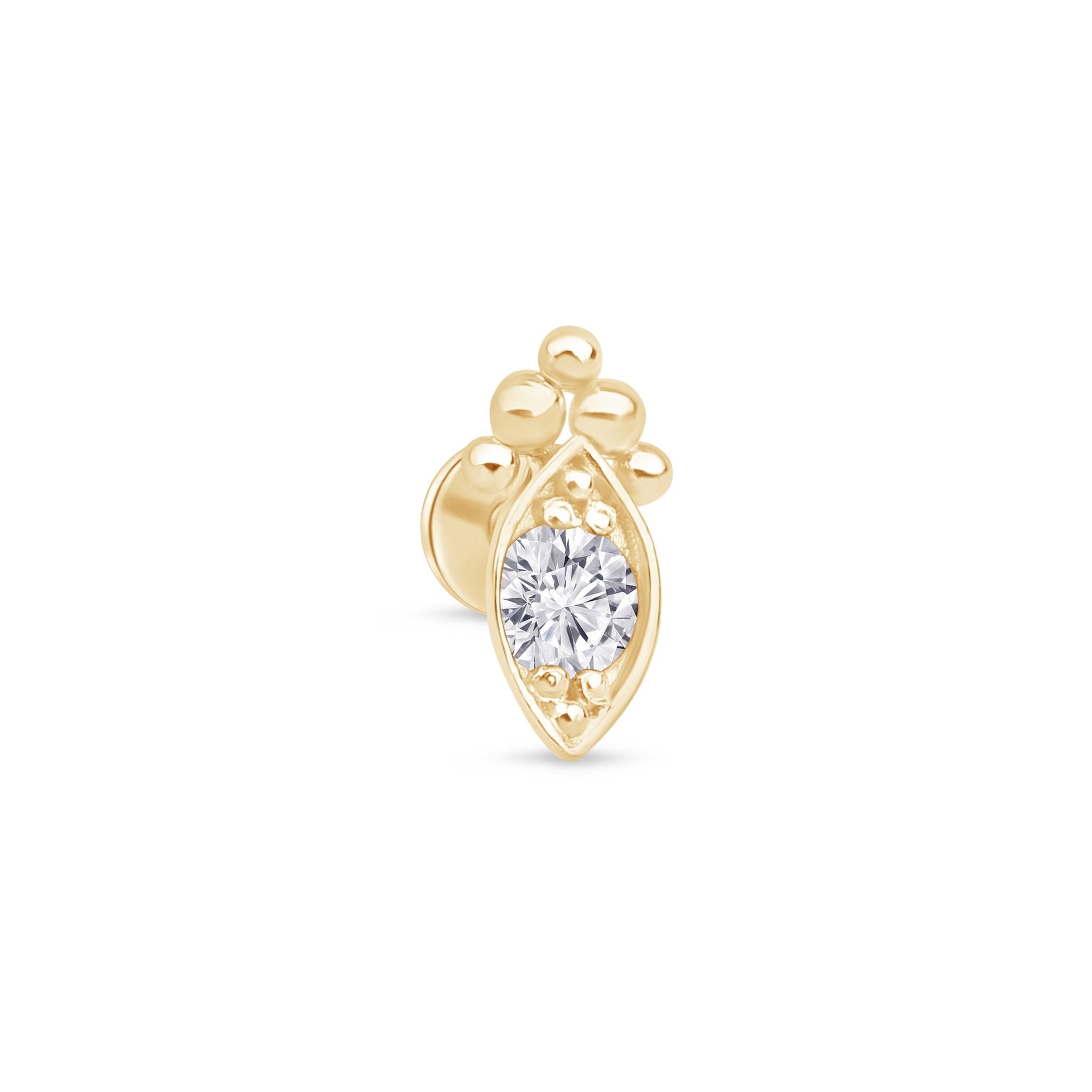 14K Yellow Gold Marquise Flat Back Stud Earrings for Women - Hypoallergenic, Dainty & Elegant Jewelry for Everyday Wear, Parties & Special Occasions