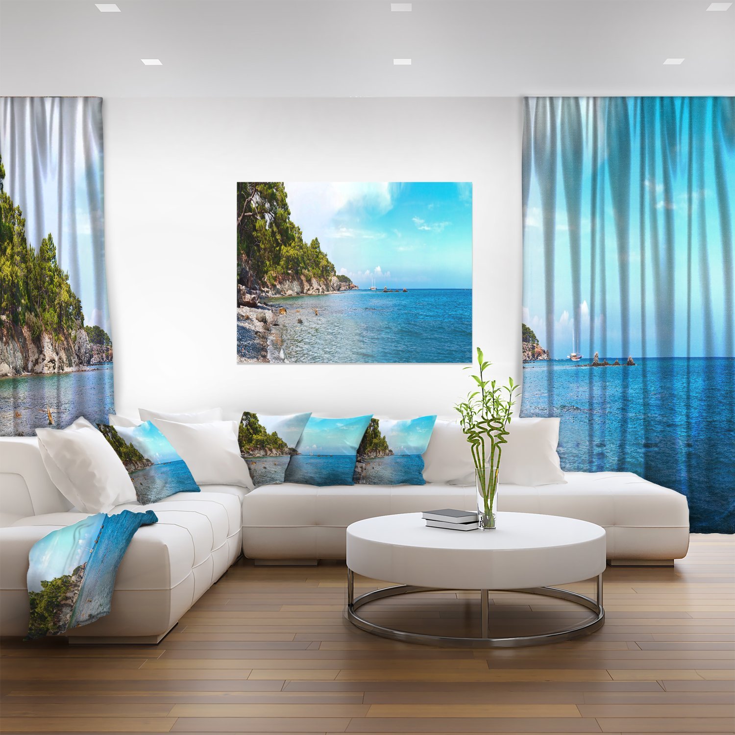 Wild Blue Beach Panorama View Extra Large Seashore Canvas Wall Art - Perfect for Living Room, Bedroom & Office Decor