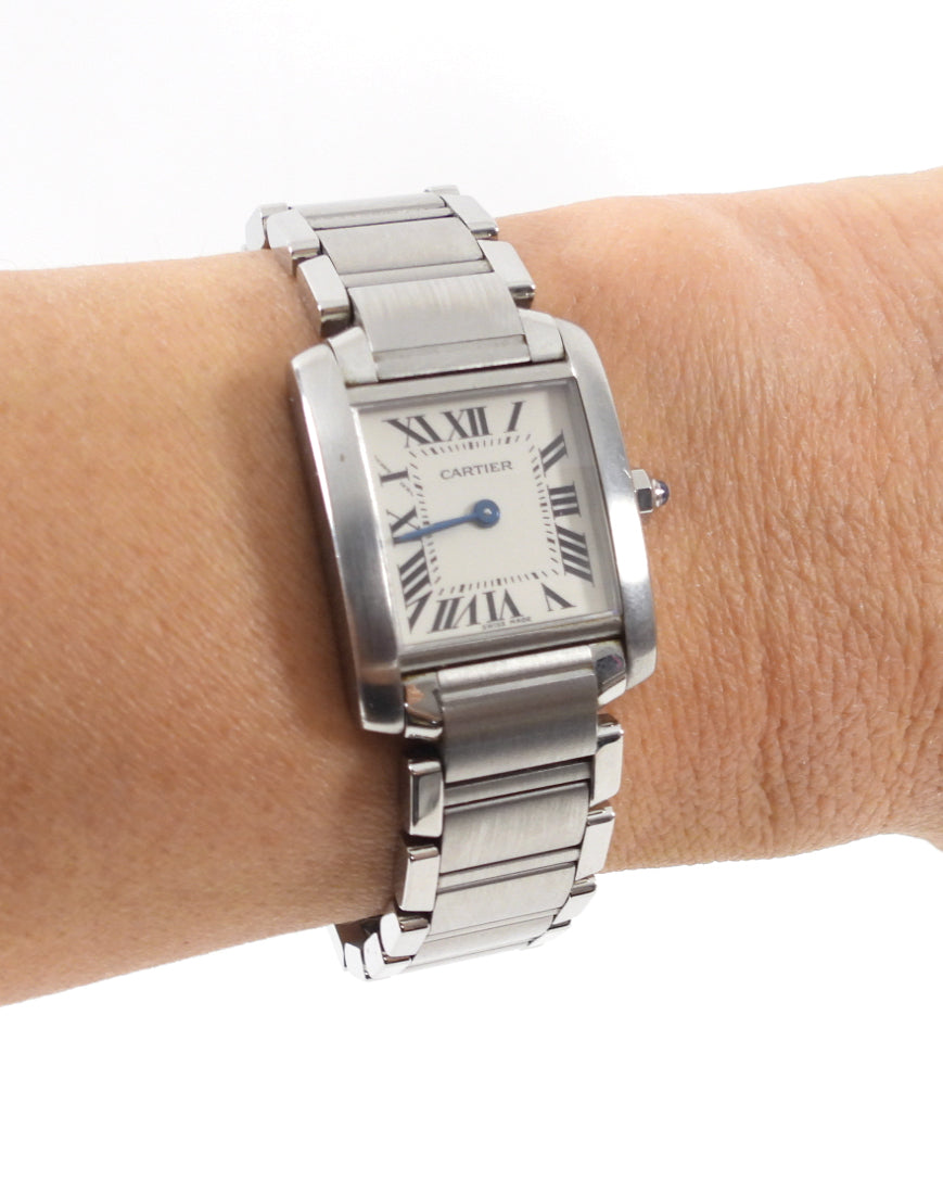 Cartier Tank Francaise Small Model 20mm Ladies Watch - Luxury Swiss Quartz Wristwatch for Women, Elegant Stainless Steel Case & Bracelet - Perfect for Business, Formal Events & Everyday Wear