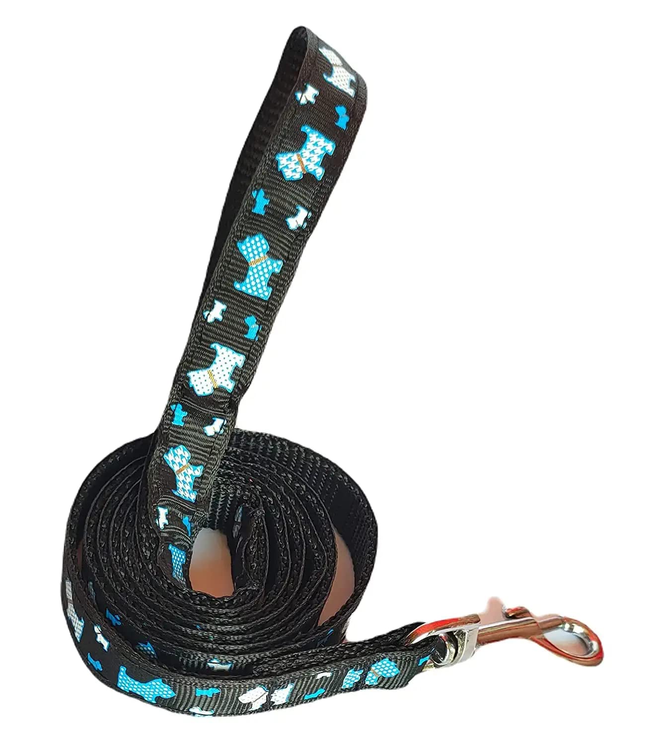 Premium Adjustable Nylon Dog Collar and Leash Set for Small & Medium Dogs - 15mm Width, Comfortable & Durable Puppy Printed Design (Black) - Perfect for Daily Walks, Training & Outdoor Adventures