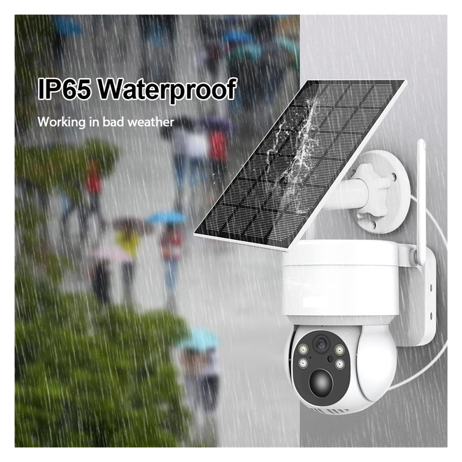 4MP Solar Security Camera Outdoor - Waterproof WiFi IP PTZ Camera with Rechargeable Battery & 32GB Card - 24/7 Home Surveillance for Yard, Garage, Farm Security Monitoring