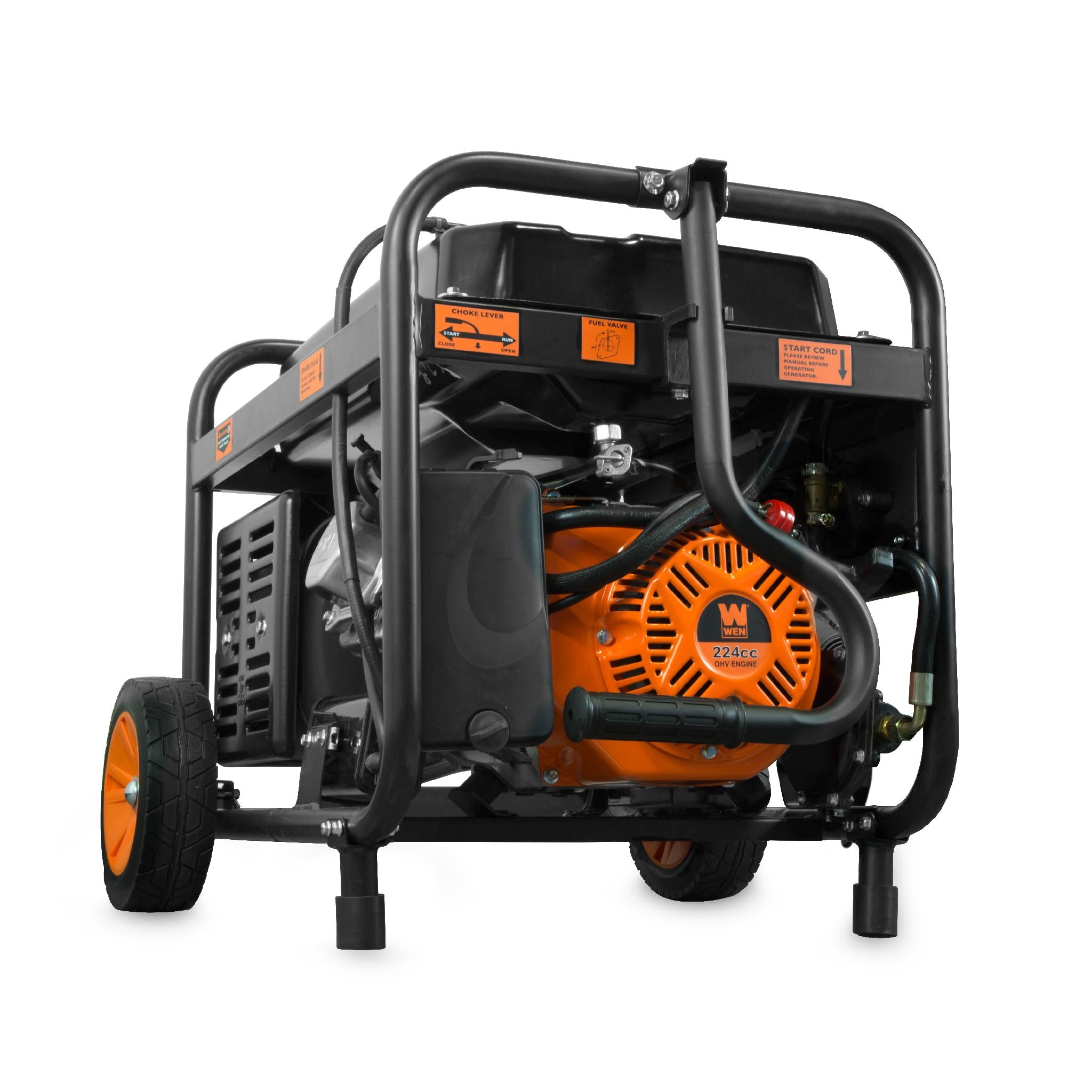 WEN DF475T 4750W Dual Fuel Portable Generator with Wheel Kit & Electric Start - 120V/240V for Camping, Home Backup & Job Sites