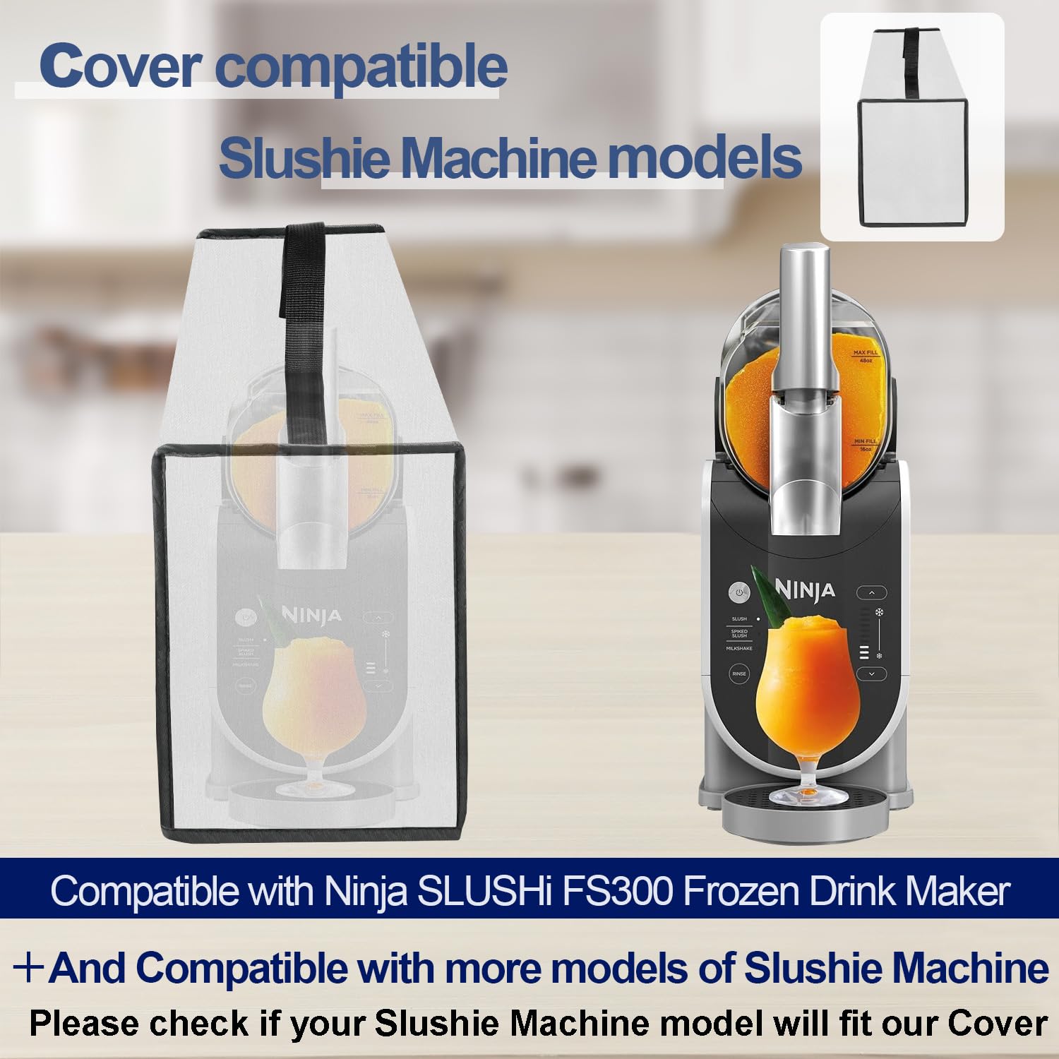 Ninja SLUSHi FS300 Frozen Drink Maker Cover - Waterproof Dustproof Heavy-Duty Thickened Protective Case (Silver) | Perfect for Indoor/Outdoor Use, Parties, Bars & Home Kitchen Appliances Protection