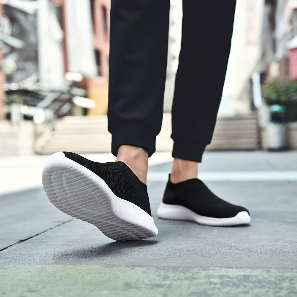 TIOSEBON Men's Slip-On Walking Shoes - Breathable Knit Mesh Tennis Sneakers for Men - Lightweight Comfortable Casual Shoes for Walking, Running & Daily Wear