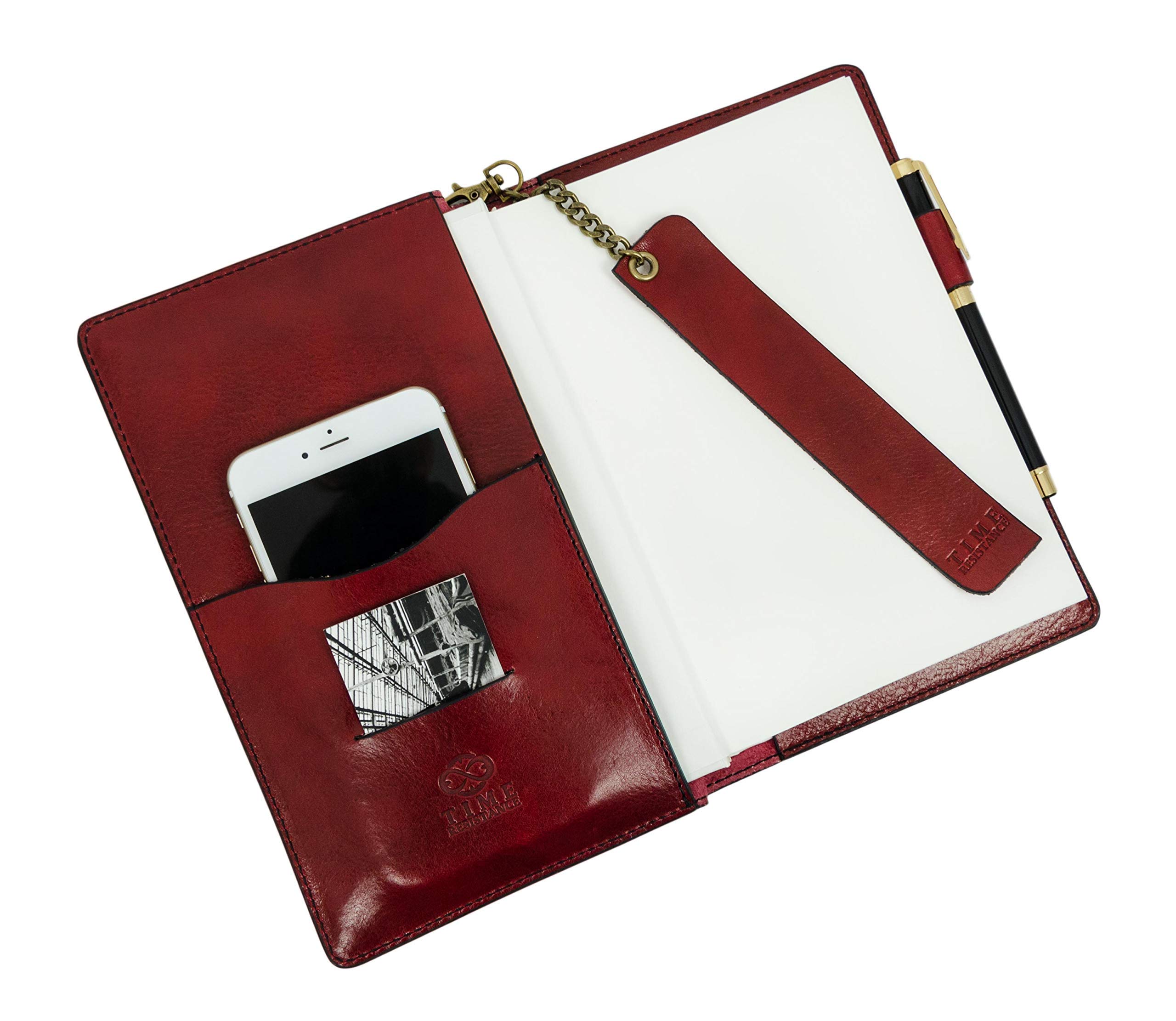 Premium Italian Handmade Leather Journal - 320 Lined A5 Notebook with Bookmark & Gift Box (Red) - Perfect for Writing, Sketching & Gift Giving