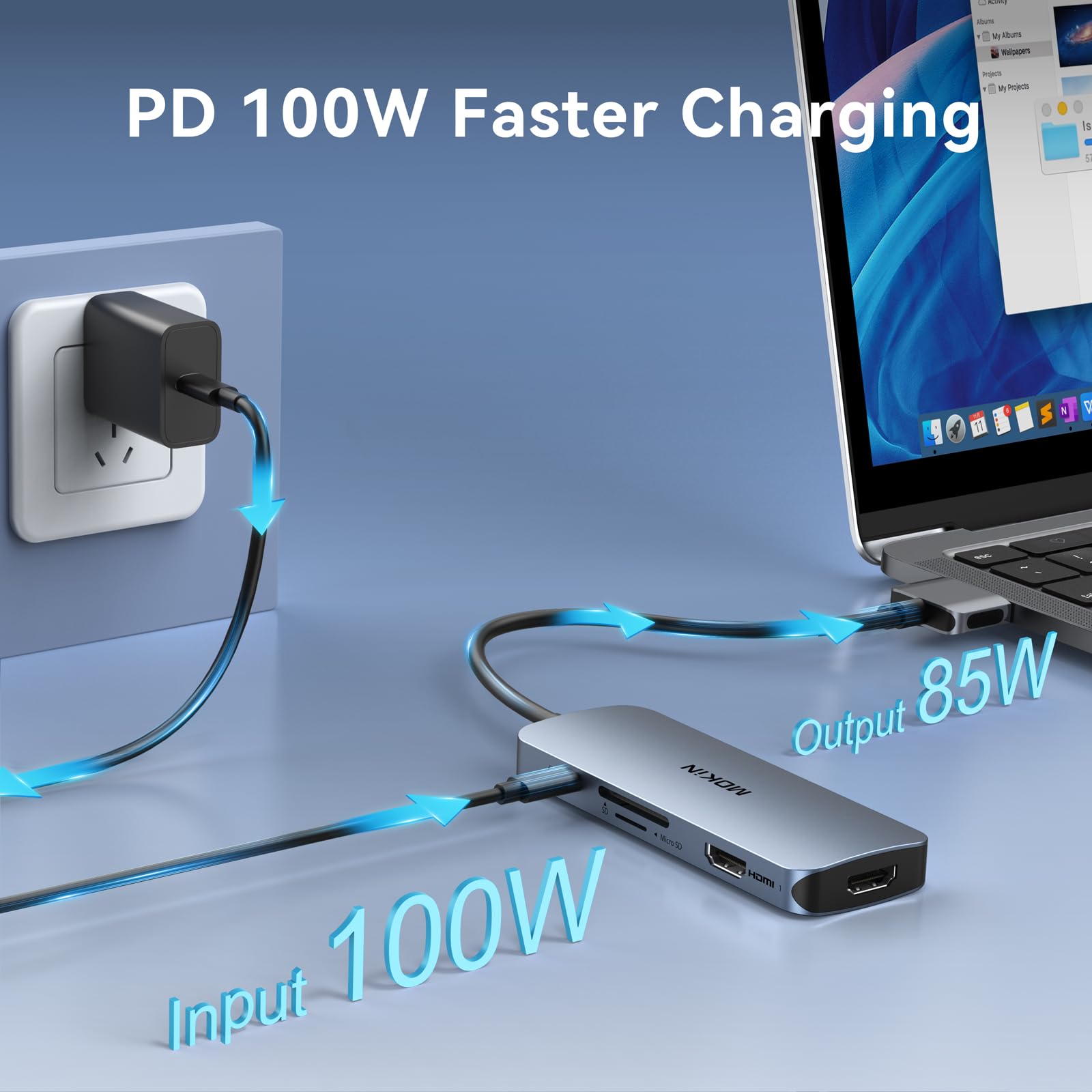 USB C Docking Station for MacBook Pro & Air - Dual HDMI 4K@60Hz, 3 USB 3.0 Ports, SD/TF Card Reader, 100W PD - Perfect for Home Office & Remote Work with Dual Monitor Setup