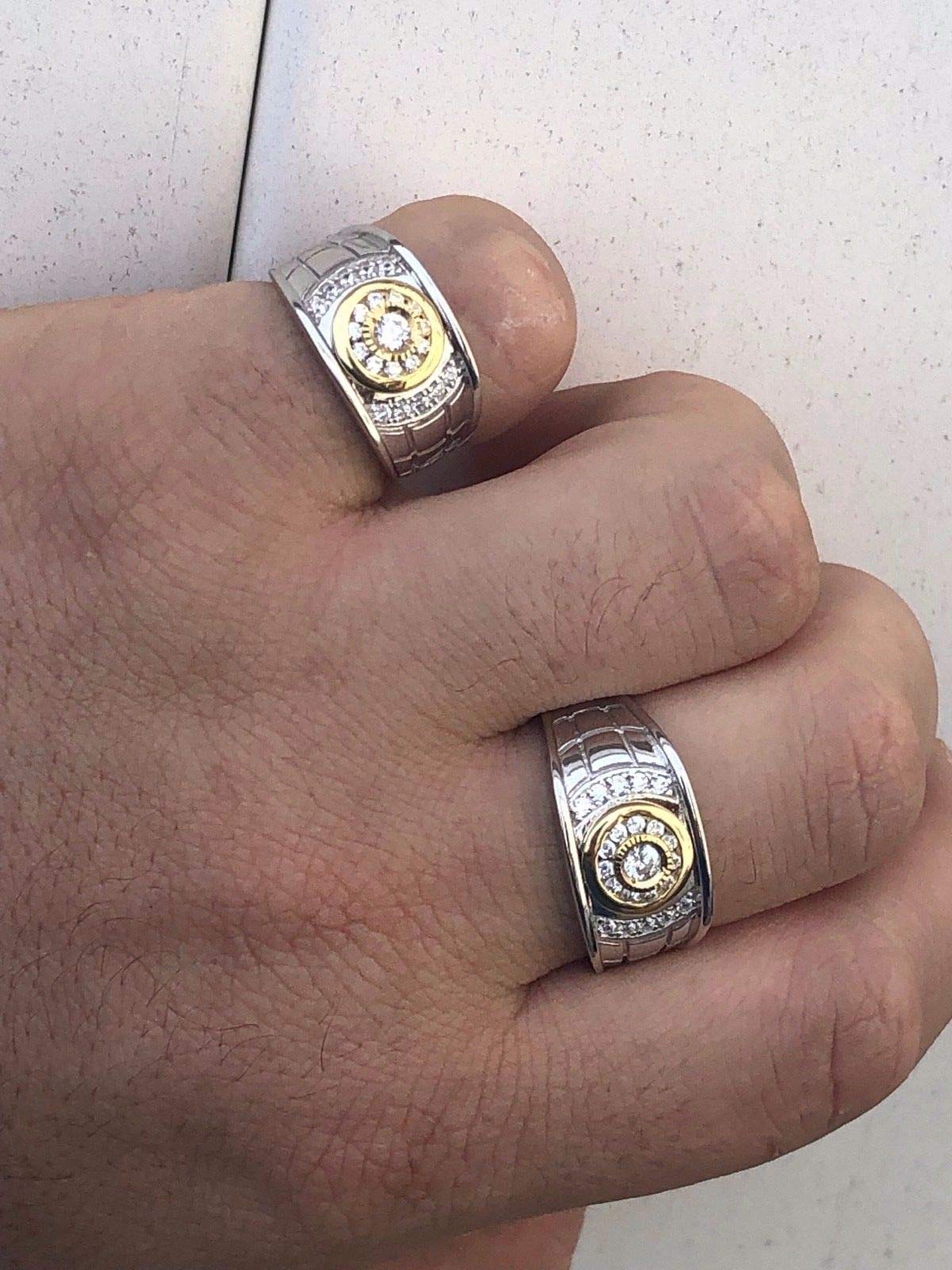 925 Sterling Silver Men's Iced Pinky Ring - Sizes 7-13 - Hip Hop Jewelry for Men - Perfect for Parties, Gifts, and Everyday Wear