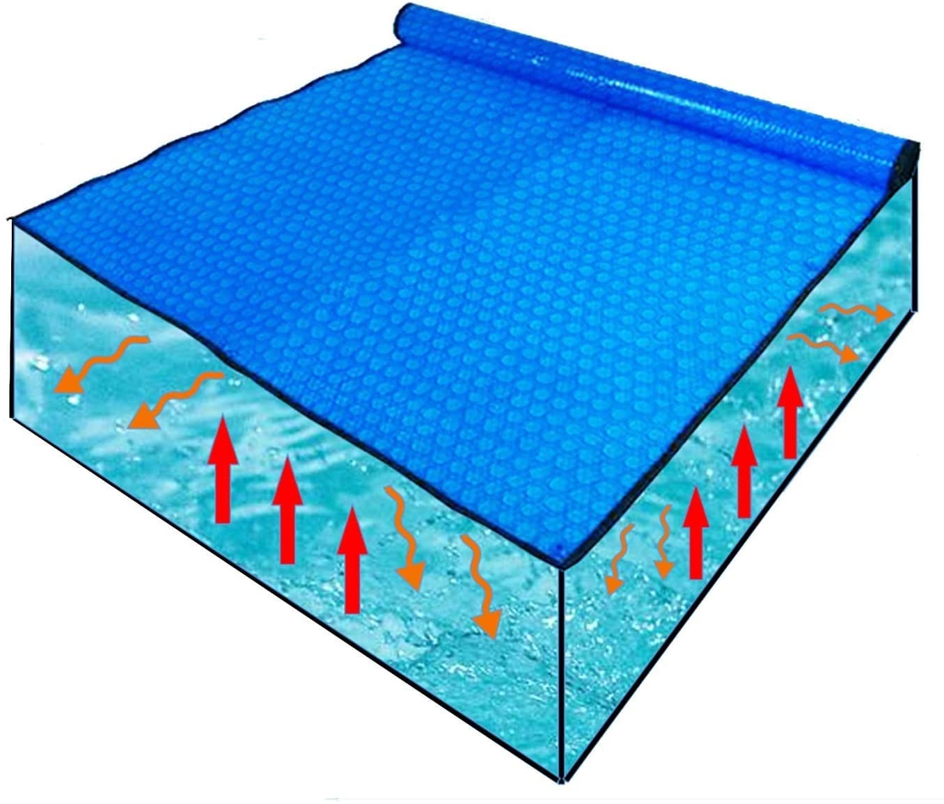 Heavy Duty Solar Pool Cover for Winter - 5ft x 6ft Rectangular Above Ground Pool Cover, Heat Retaining Waterproof Tarpaulin for Hot Tubs, Inflatable & Family Paddling Pools - Perfect for Energy Savings & Extended Swimming Season