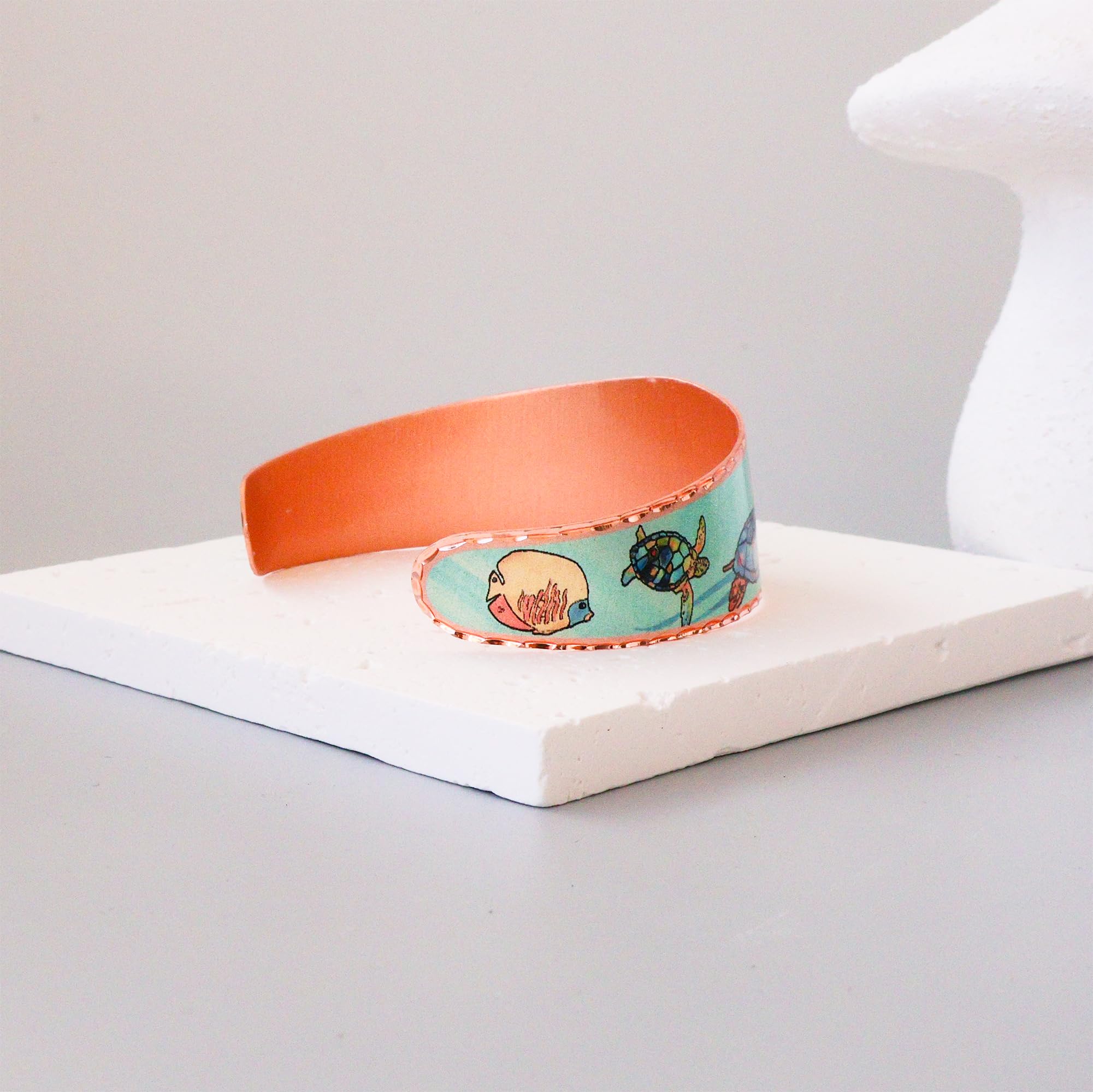 Handmade Copper Sea Turtle Bracelet for Women & Teens - Unique Artisan Jewelry by Famous American Artist - Perfect Boho Beach Gift for Her, Birthday & Ocean Lover Accessories | BJL-01