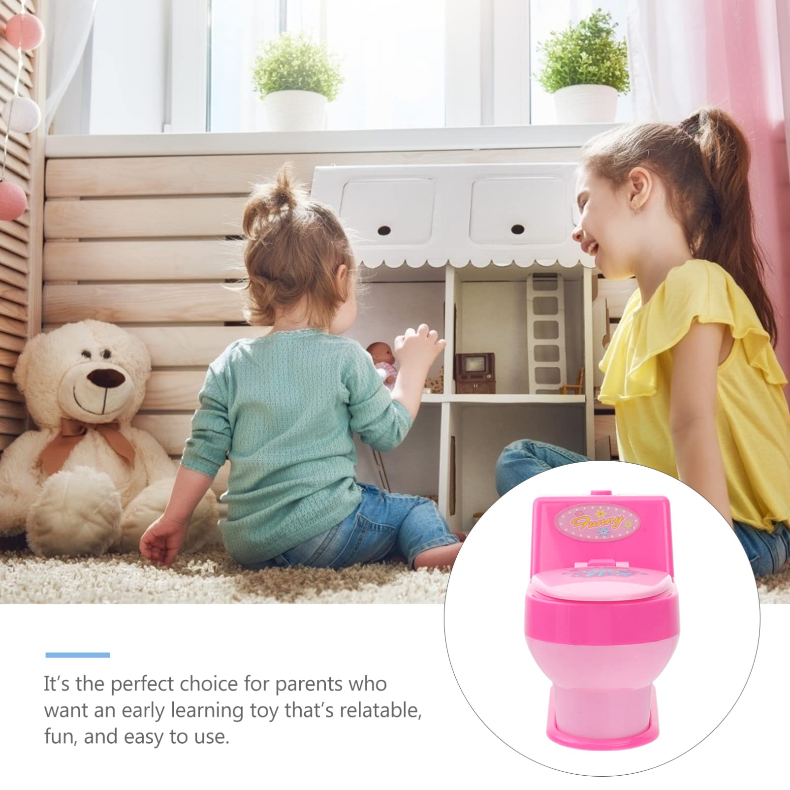 STOBOK Mini Toilet Toy - Electric Commode Pretend Play Toy for Kids, Miniature Simulation Bathroom Toy (11.5x7.2x10cm, Battery Not Included) - Perfect for Role Play, Dollhouse Accessories & Bathroom-Themed Pretend Games