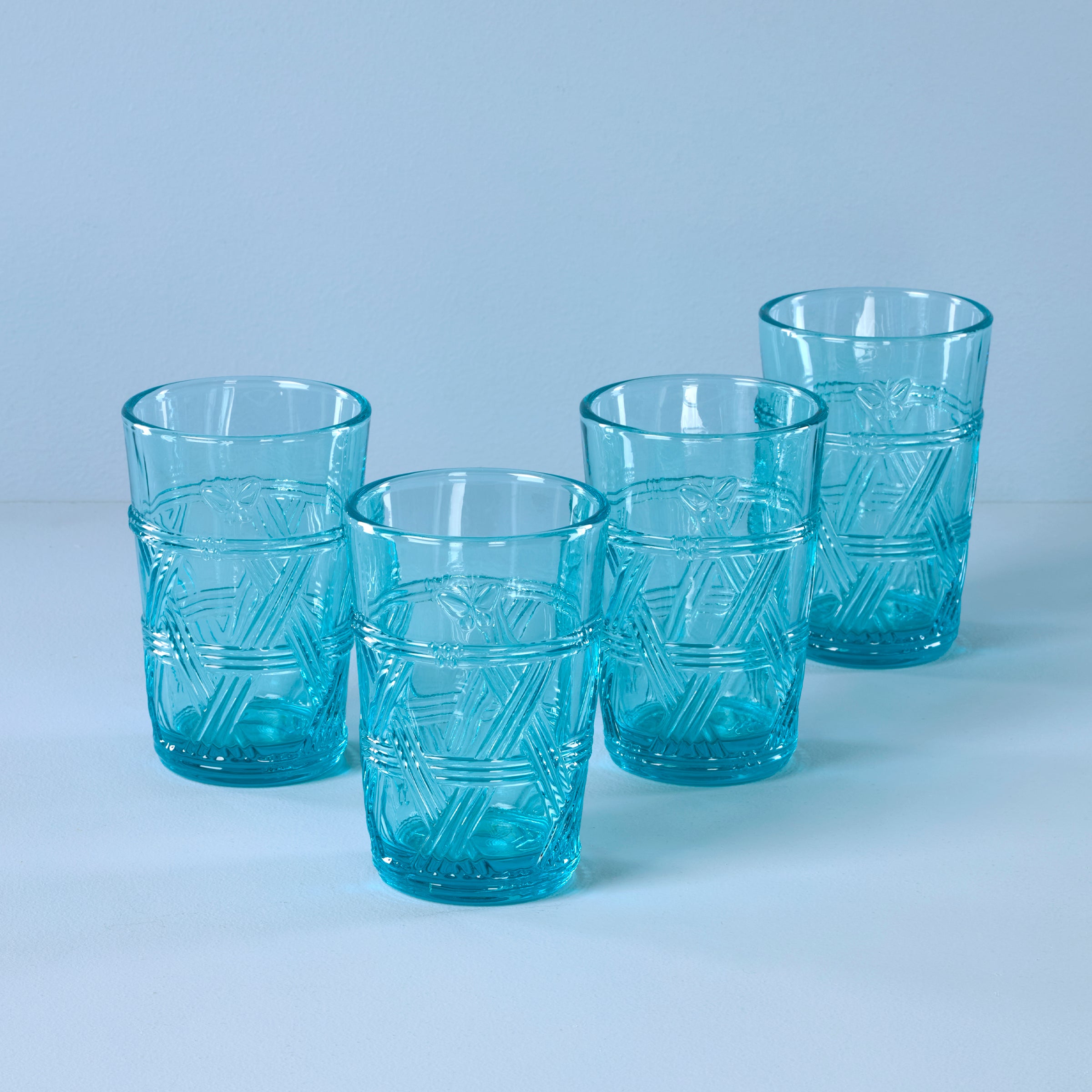 Butterfly Meadow Blue Tall Drinking Glasses Set of 4 - Elegant Glassware for Cocktails, Iced Tea & Home Decor