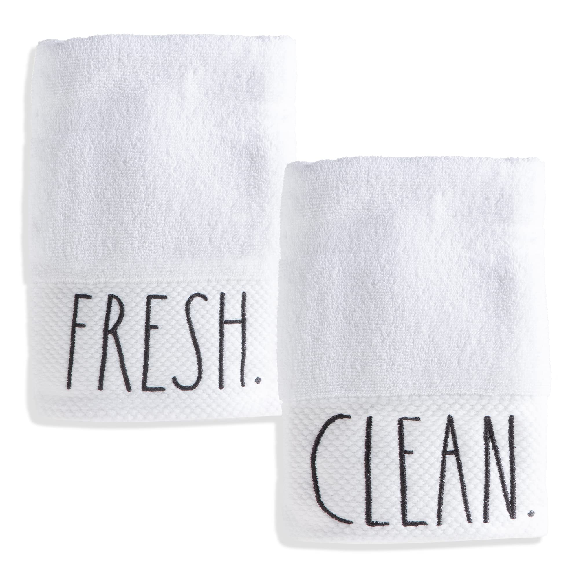 Rae Dunn Embroidered Hand Towels - 100% Cotton Decorative Kitchen & Bath Towels, 16