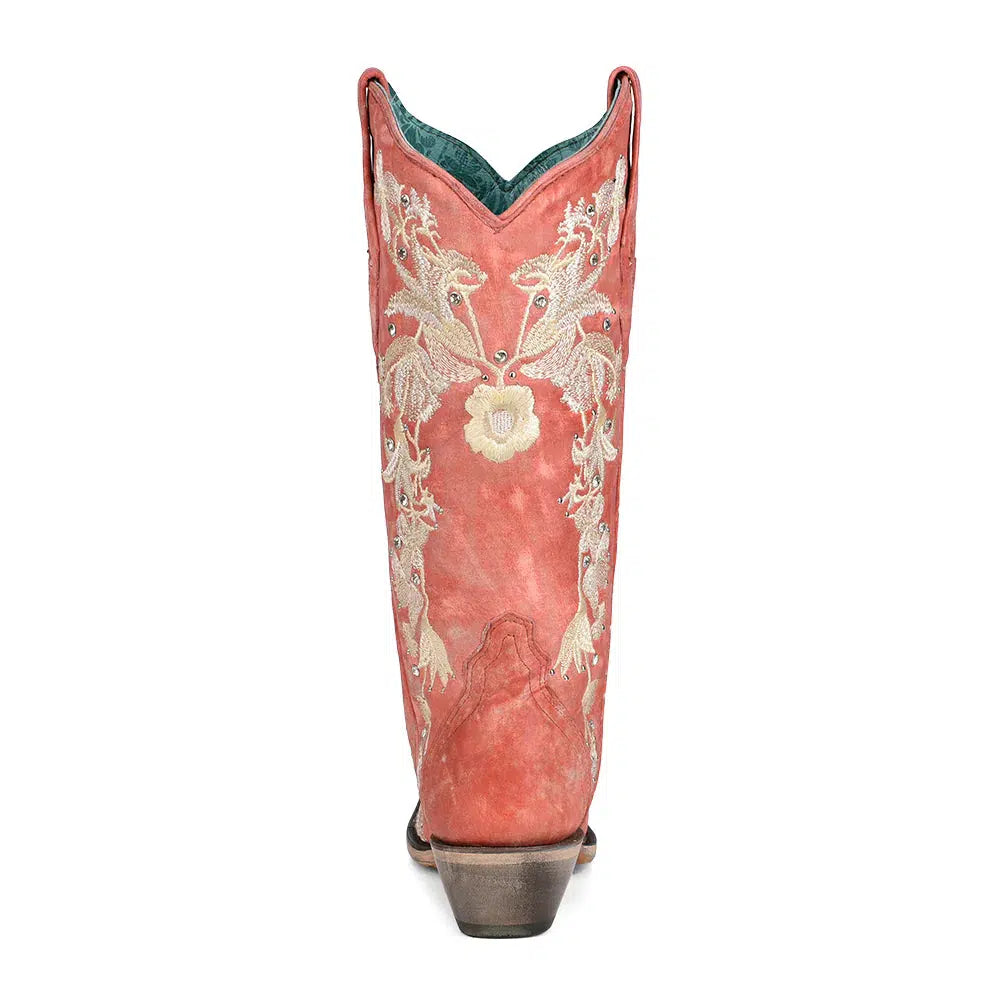 A4238 Women's Corral Coral Western Cowgirl Leather Boots - Stylish & Comfortable for Rodeo, Line Dancing & Country Fashion