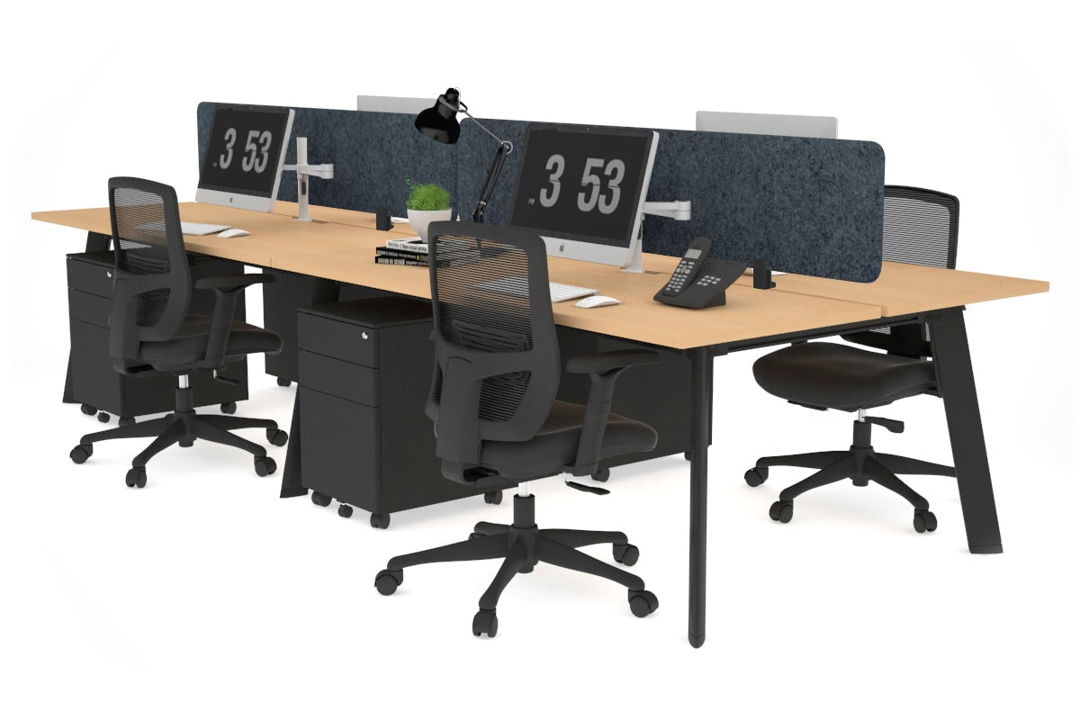 4-Person Workstation with Black Frame - 1200L x 800W Office Desk with Cable Management for Team Collaboration | Perfect for Open Offices, Coworking Spaces & Home Offices