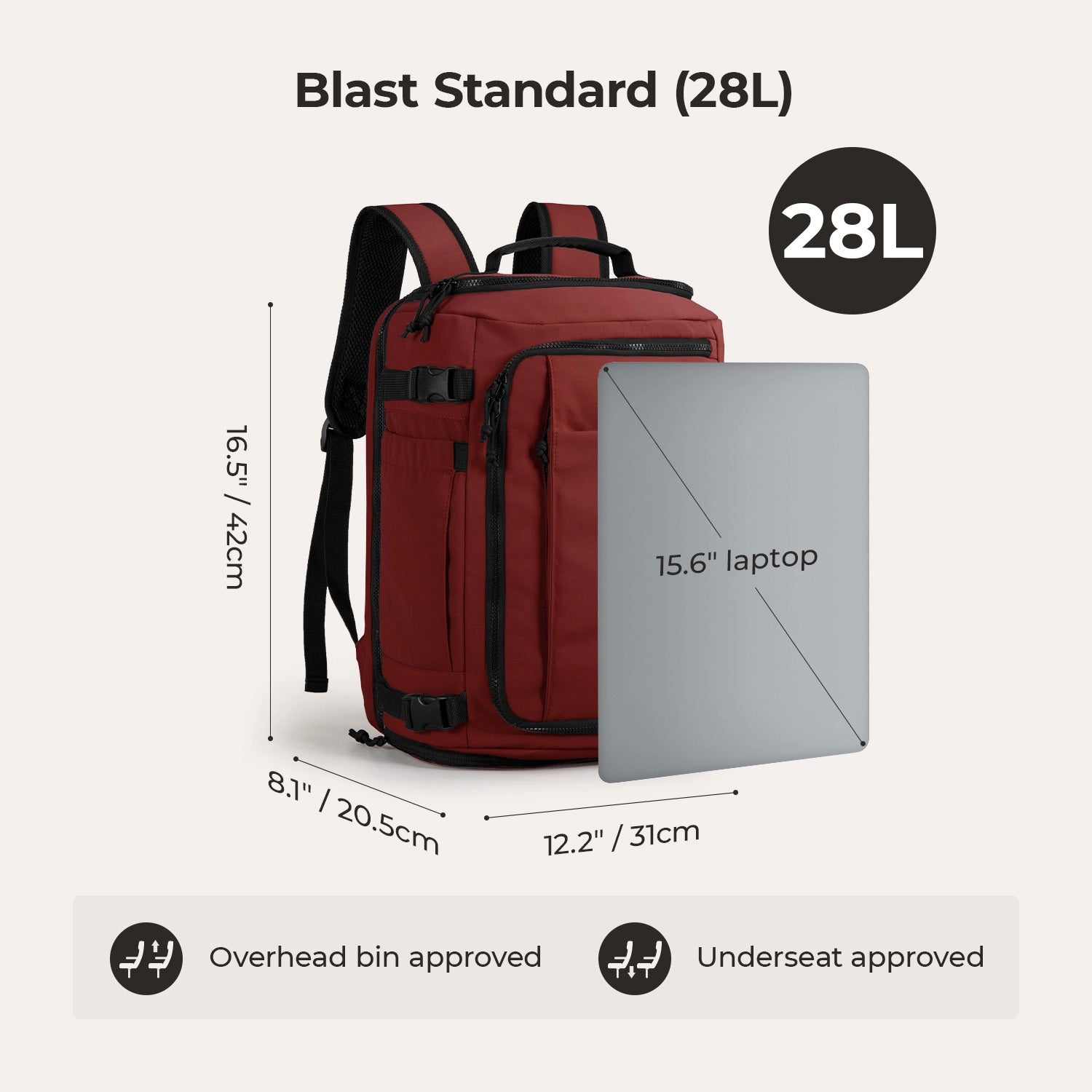 Blast Travel Backpack - Lightweight Waterproof Carry-On Backpack for Men & Women - Perfect for Airplane, Hiking, Camping & Daily Commute