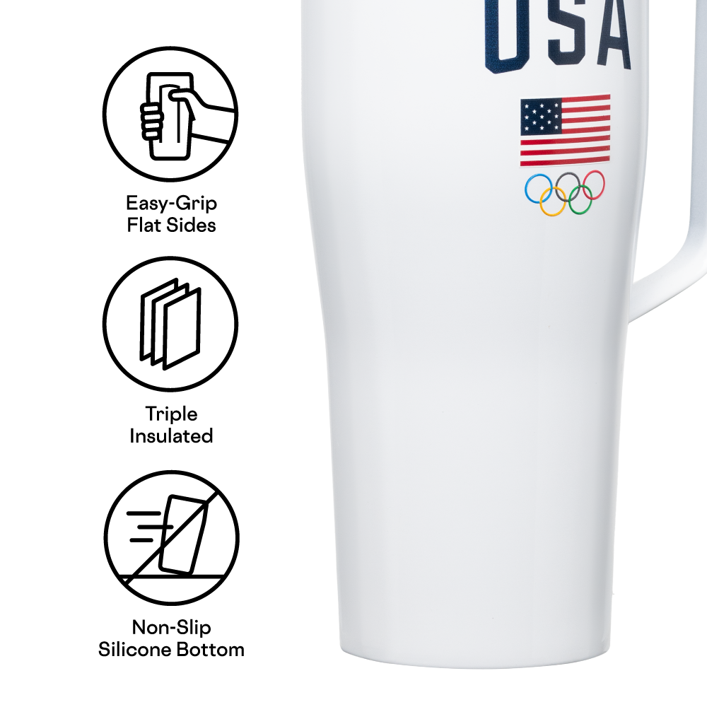 Official Team USA Insulated Cold Cup XL – 24oz Stainless Steel Tumbler with Lid & Straw – Perfect for Iced Coffee, Smoothies & Sports Drinks – Great for Gym, Travel & Outdoor Activities