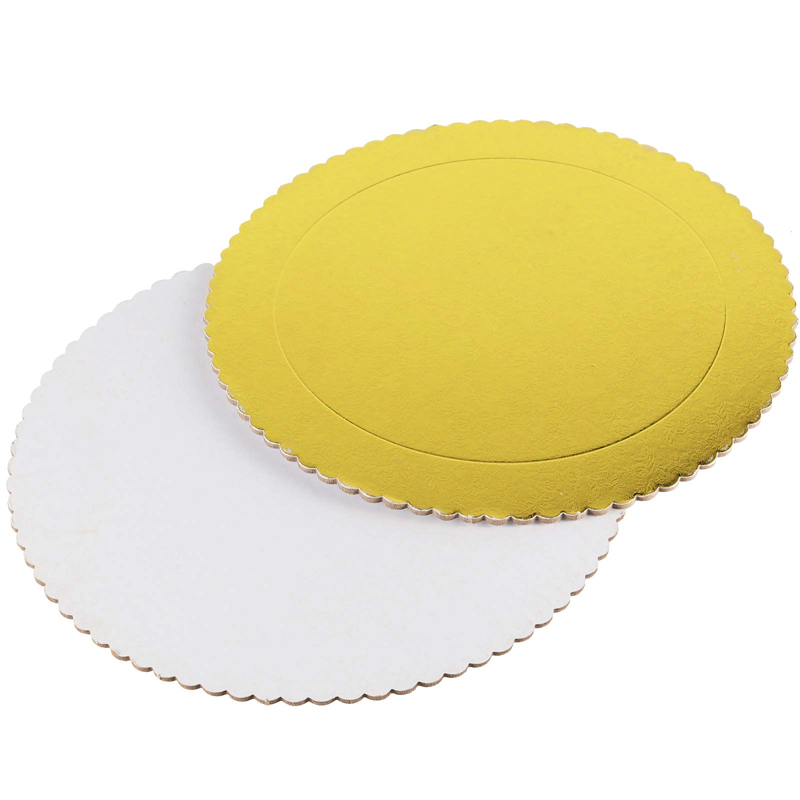 20-Pack 12-Inch Round Cake Boards - Food Grade Gold Laminated Greaseproof Cardboard Cake Drums - Disposable & Reusable for Cakes, Pizzas, Tarts - Perfect for Baking, Decorating, and Serving at Parties, Weddings, and Events