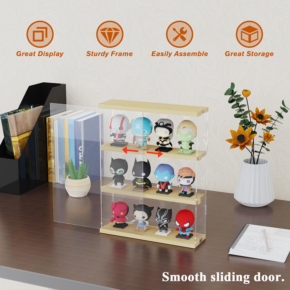 **DuvinDD Acrylic Display Case with Sliding Door - Clear Wall Mounted Dustproof Shelf for Lego, Hot Wheels & Miniatures - 11.8x3.3x14.8 Inch - Perfect for Home, Bedroom & Office Decor**
