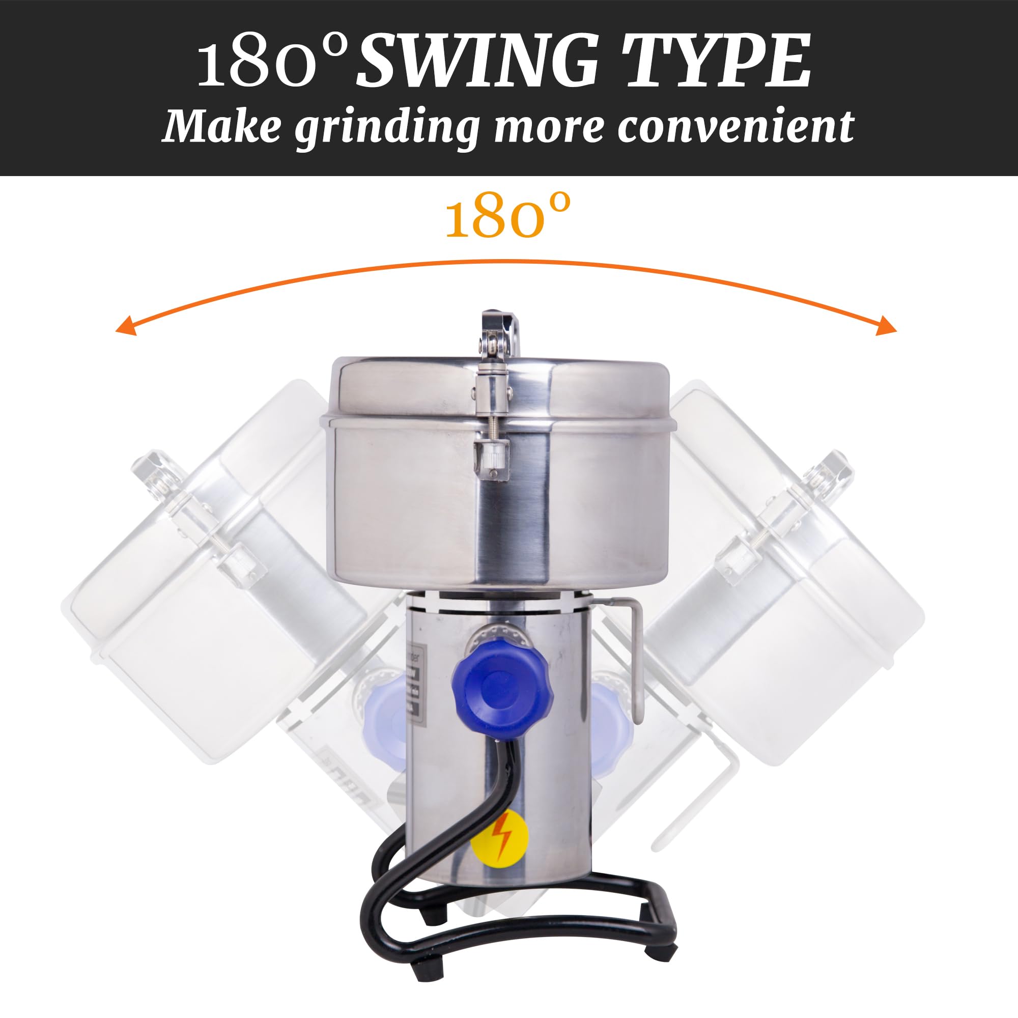 500g Electric Grain Grinder - 2000W High-Speed Stainless Steel Commercial Powder Mill for Coffee Beans, Spices, Herbs & Dry Ingredients | Swing-Type Pulverizer Machine for Home & Commercial Kitchens