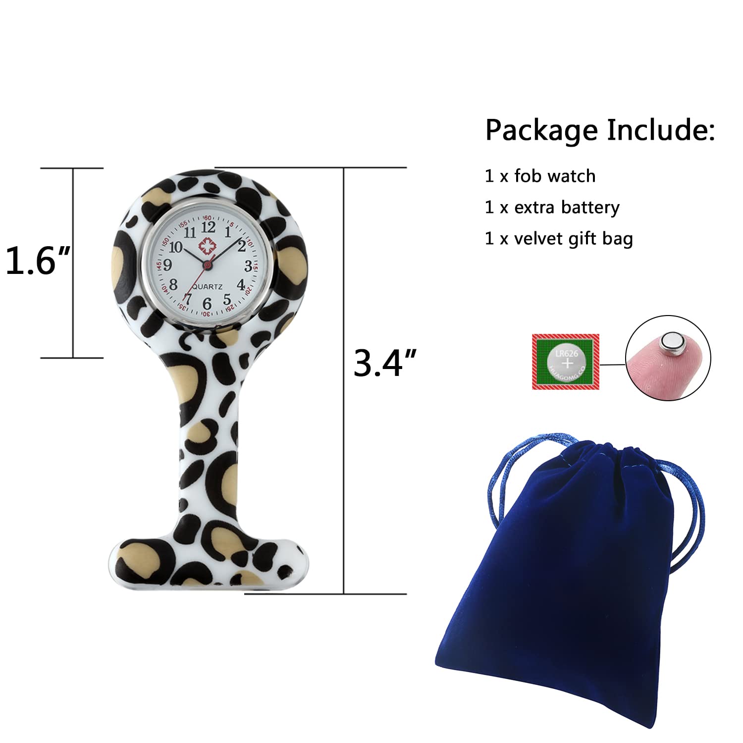 Vintage Floral Square Lapel Nurse Watch - Pin-on Brooch Fob Watch with Analog Quartz Movement - Perfect for Nurses, Medical Professionals & Vintage Fashion Enthusiasts