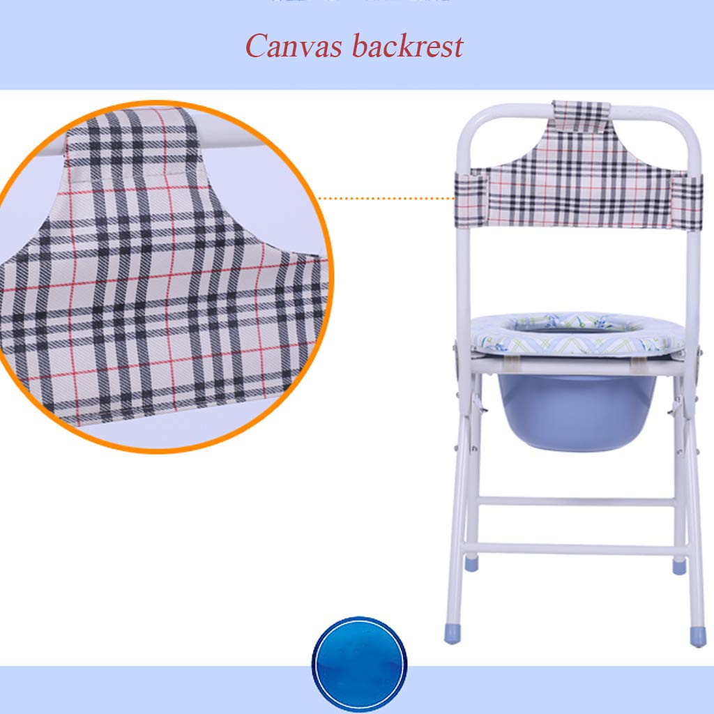 Portable Folding Commode Chair with Handles & Bucket - Adjustable Height Bedside Toilet Seat for Adults, Elderly & Handicap - Non-Slip Leg Pads for Safety - Ideal for Home Care, Post-Surgery & Pregnancy Use