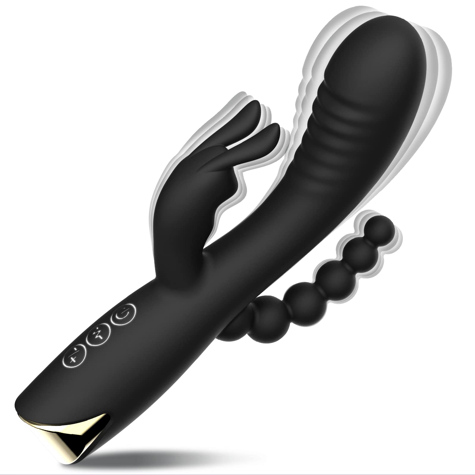 10-Speed Rabbit Vibrator with Clitoral Stimulator - 3-in-1 G-Spot & Anal Massager - Waterproof Rechargeable Silicone Adult Sex Toy for Women & Couples - Perfect for Solo Play & Intimate Couples Games