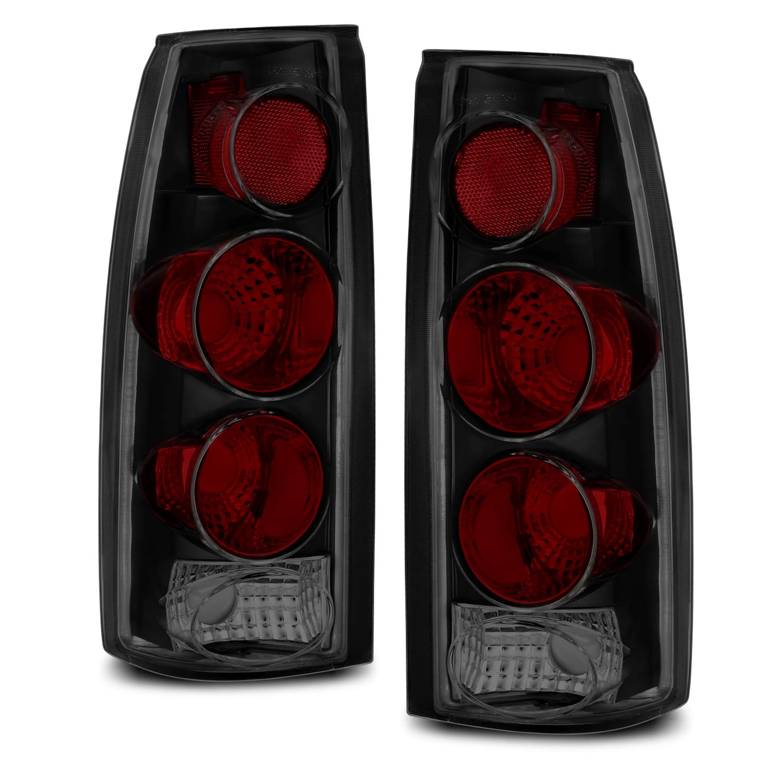 AmeriLite Dark Black Altezza Style Replacement Tail Lights for Chevy GMC C/K Truck, Silverado, Sierra, Suburban, Blazer, Tahoe, Yukon - Complete Set (Driver & Passenger Side) - Enhance Safety & Style for Night Driving, Off-Road Adventures & Custom Truck Builds