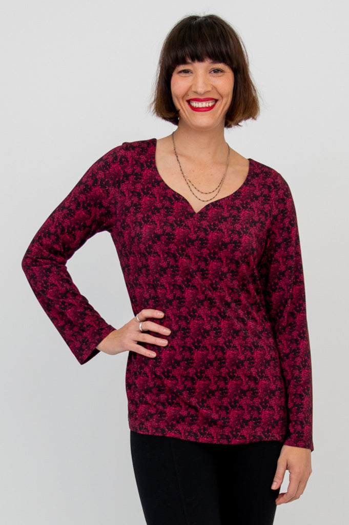 Annette Long Sleeve Top - Soft Bamboo Fabric, Elegant Bazar Style for Women - Perfect for Casual Wear, Office Outfits & Layering