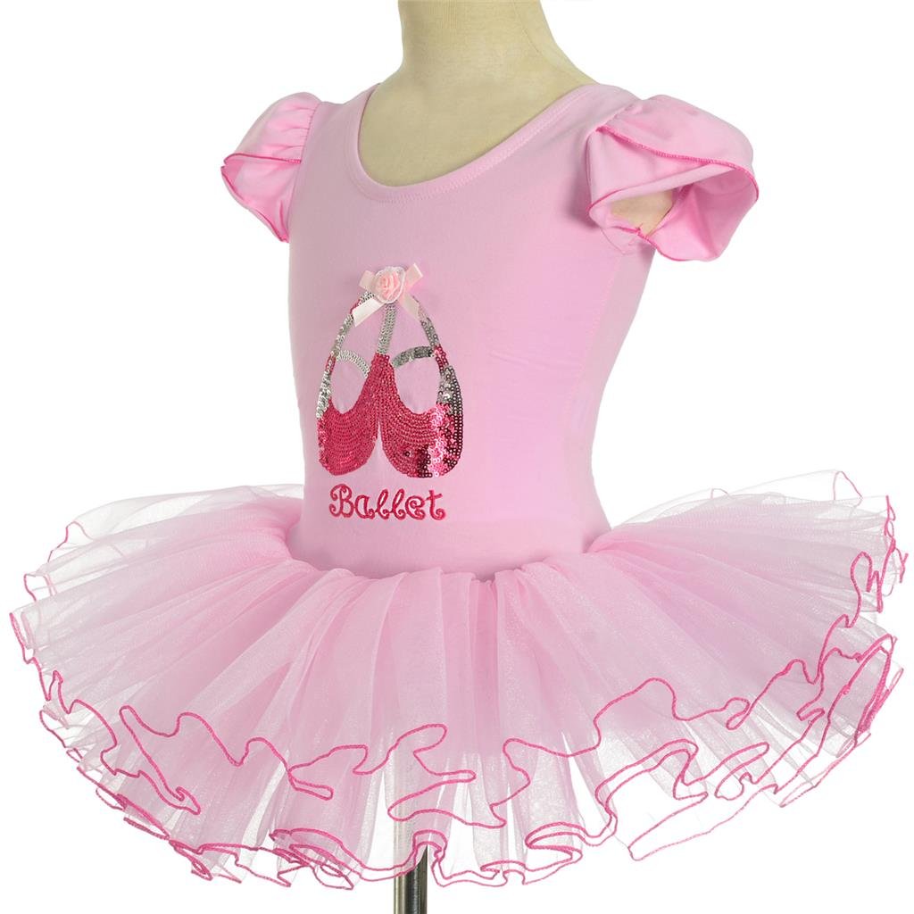Sparkly Pink Ballet Tutu Dress with Sequined Shoes for Toddler Girls - Fancy Dance Costume for Recitals, Parties & Photo Shoots