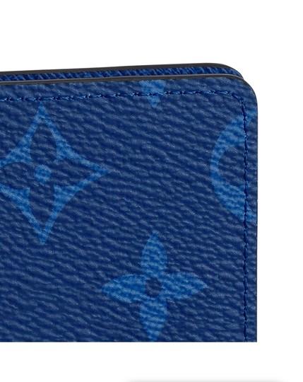 LV Taiga Monogram Cobalt Pocket Organizer - Slim Leather Card Holder for Men | Perfect for Business Cards, Credit Cards & ID | Office, Travel & Everyday Use