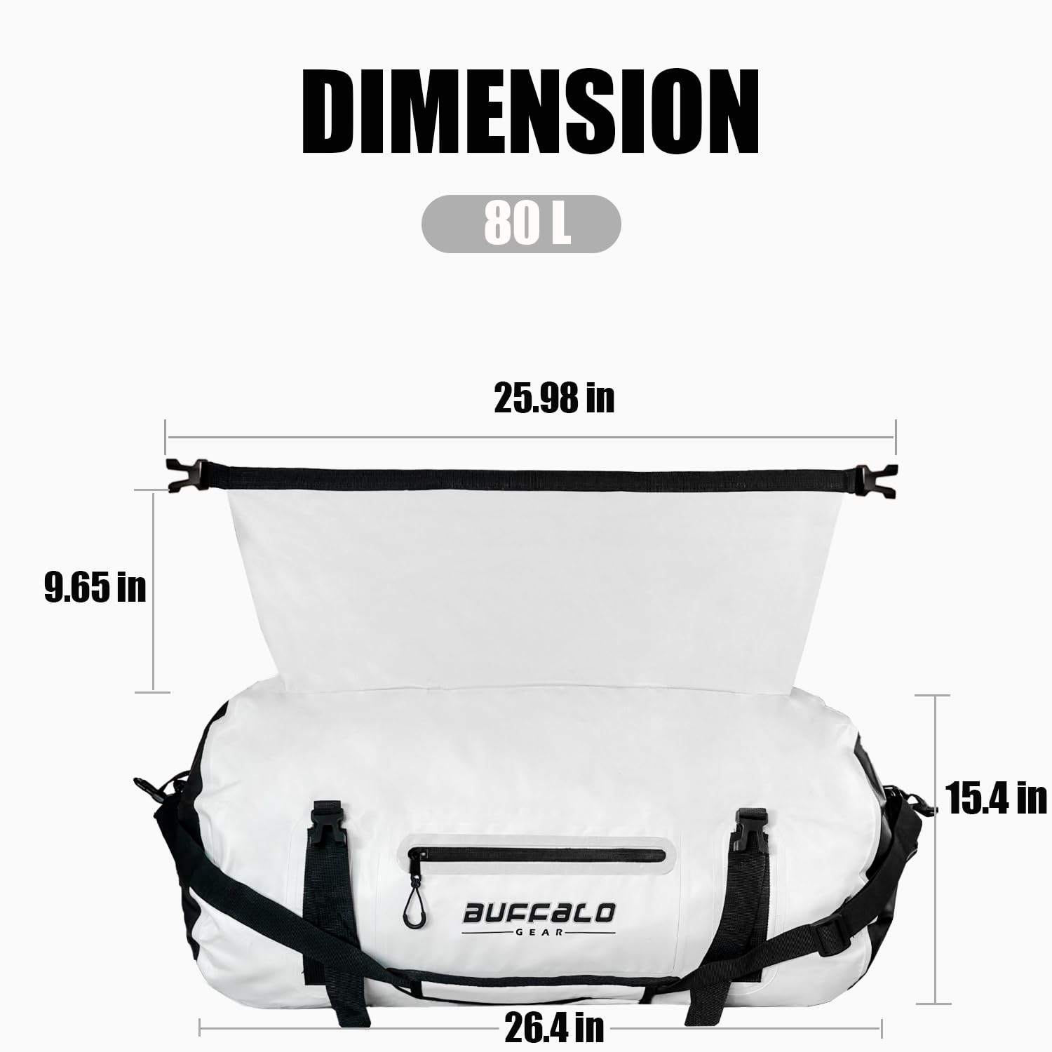 Buffalo Gear Waterproof Duffle Bag 40L 60L 80L - Heavy Duty Roll-top Dry Bag for Travel, Kayaking, Rafting, Boating, Fishing & Camping - Ideal for Outdoor Adventures and Water Sports