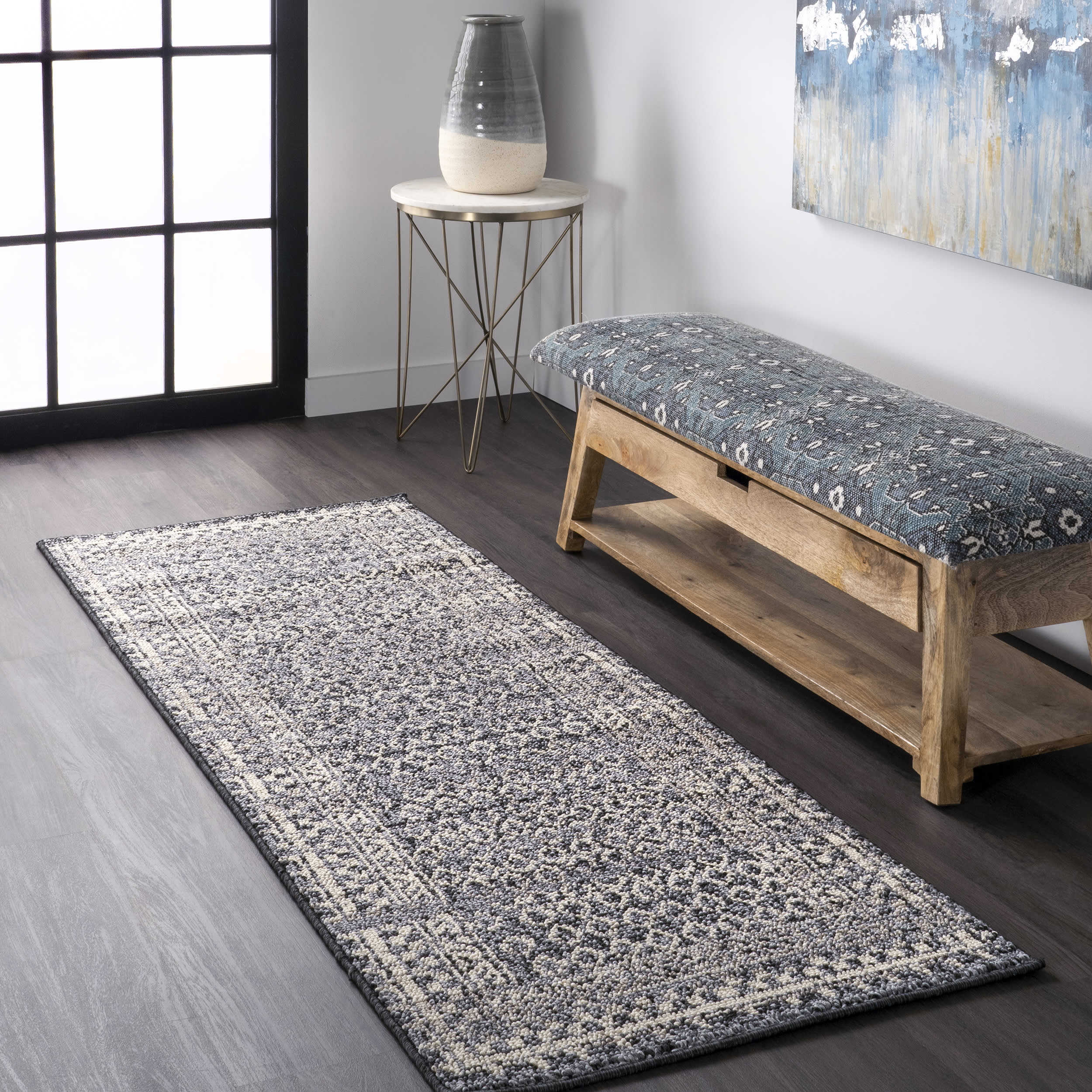 Stylish Checkered Diamonds Area Rug in Grey - Perfect for Living Room, Bedroom, or Office Decor