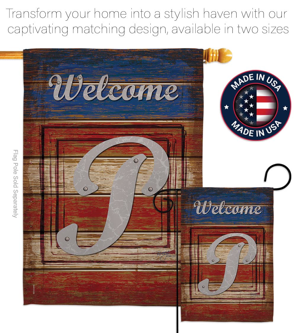 Patriotic P Initial Garden Flag - 13x18.5