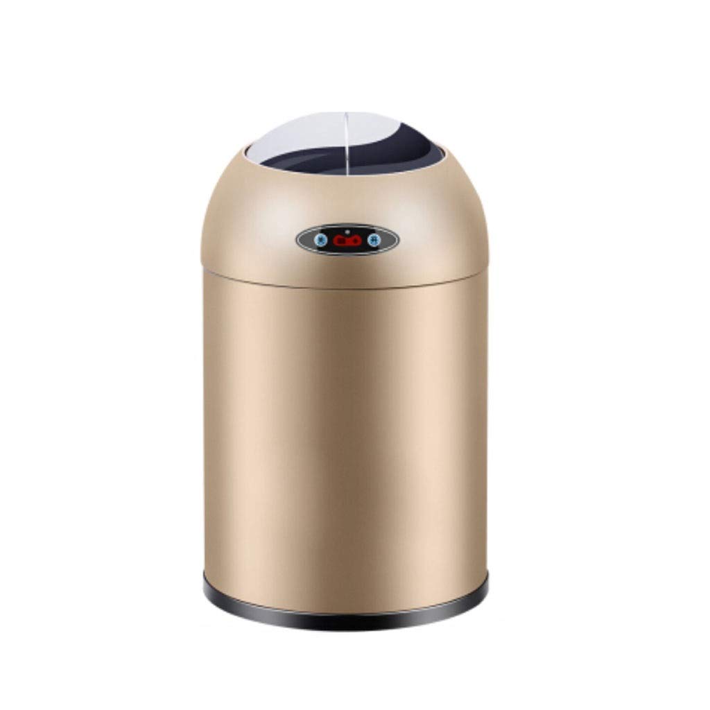 Automatic Induction Trash Can - 8L Smart Electric Garbage Bin with Lid, Stainless Steel, Champagne Gold Dome for Home, Bathroom, Kitchen & Living Room - Hands-Free Waste Disposal for Hygiene & Convenience