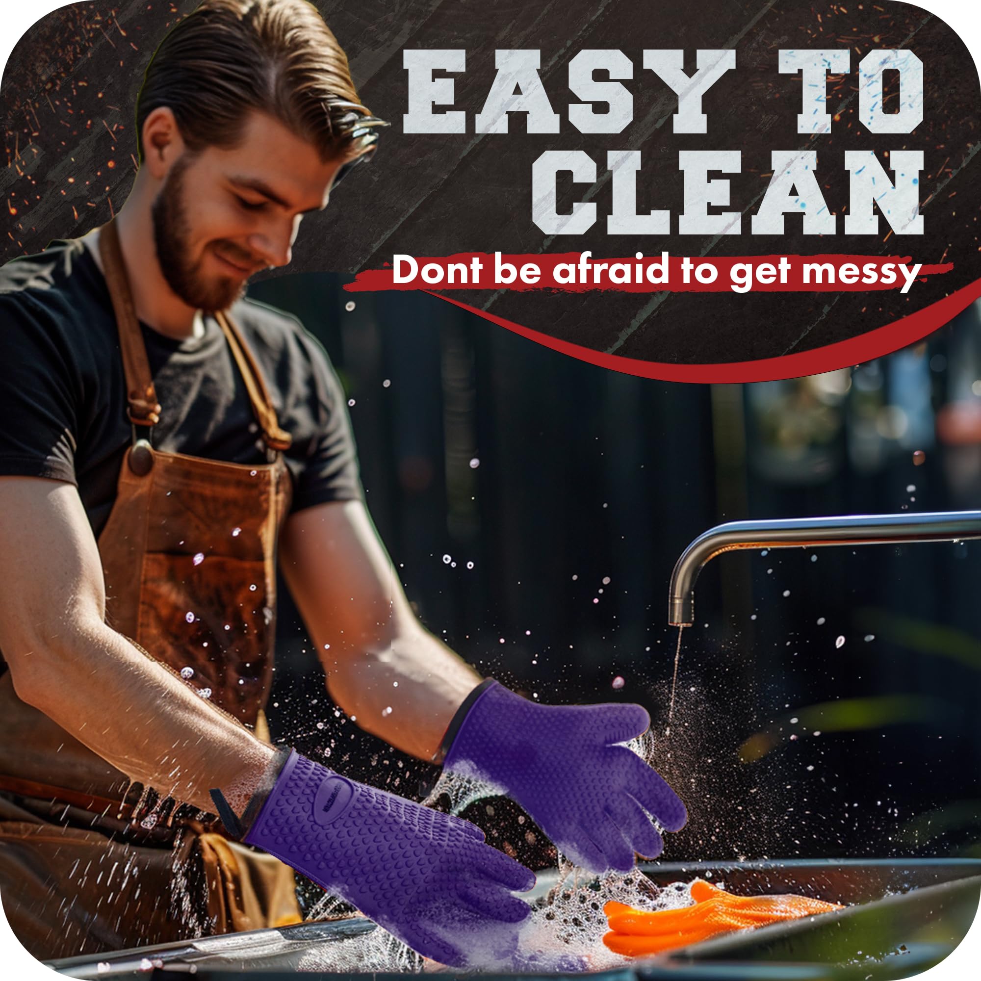 **Heat Resistant BBQ Gloves - Silicone Smoker Oven Mitts for Grilling, Smoking & Frying - Waterproof & Extreme Heat Protection (Set of 2 + 3 Bonuses) - Perfect for Outdoor Cooking, Camping & Backyard BBQs**