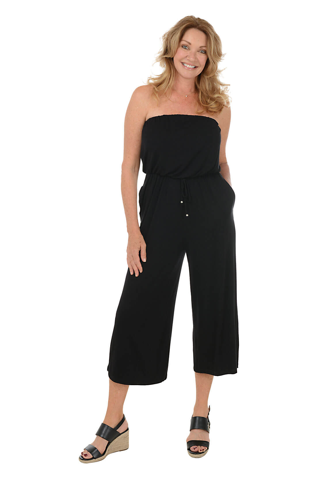 Strapless Wide Leg Jumpsuit for Women - Fashionable One Piece Romper with Belt | Perfect for Summer, Beach Vacations & Casual Outings