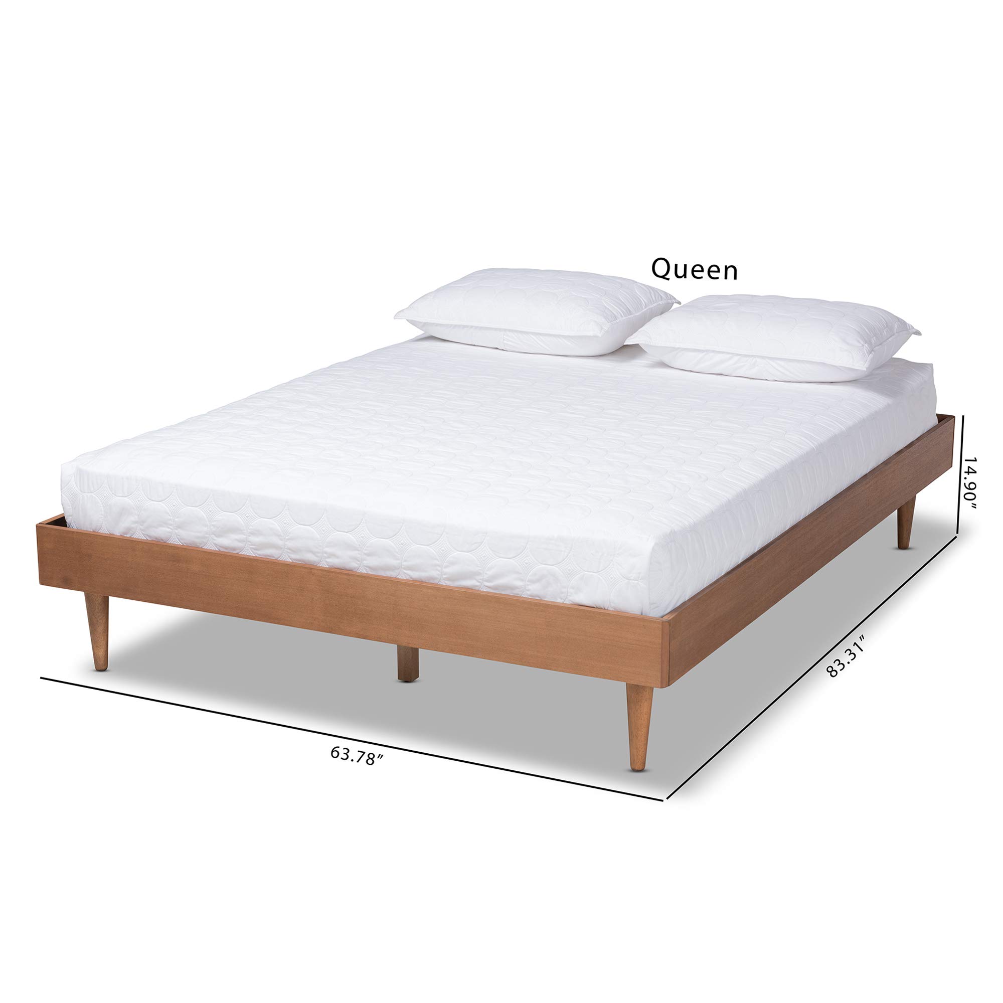 Baxton Studio Queen Size Platform Bed Frame in Ash Walnut - Modern Minimalist Bedroom Furniture for Small Spaces & Apartments