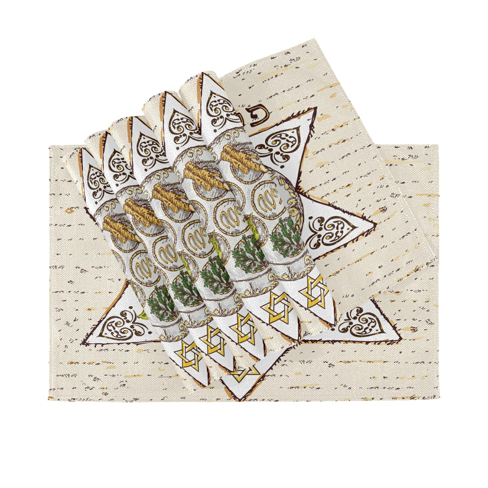 Passover Placemats Set of 6 - Heat Resistant & Wipeable Table Mats for Dining & Kitchen - Perfect for Holiday Meals, Family Gatherings & Everyday Use