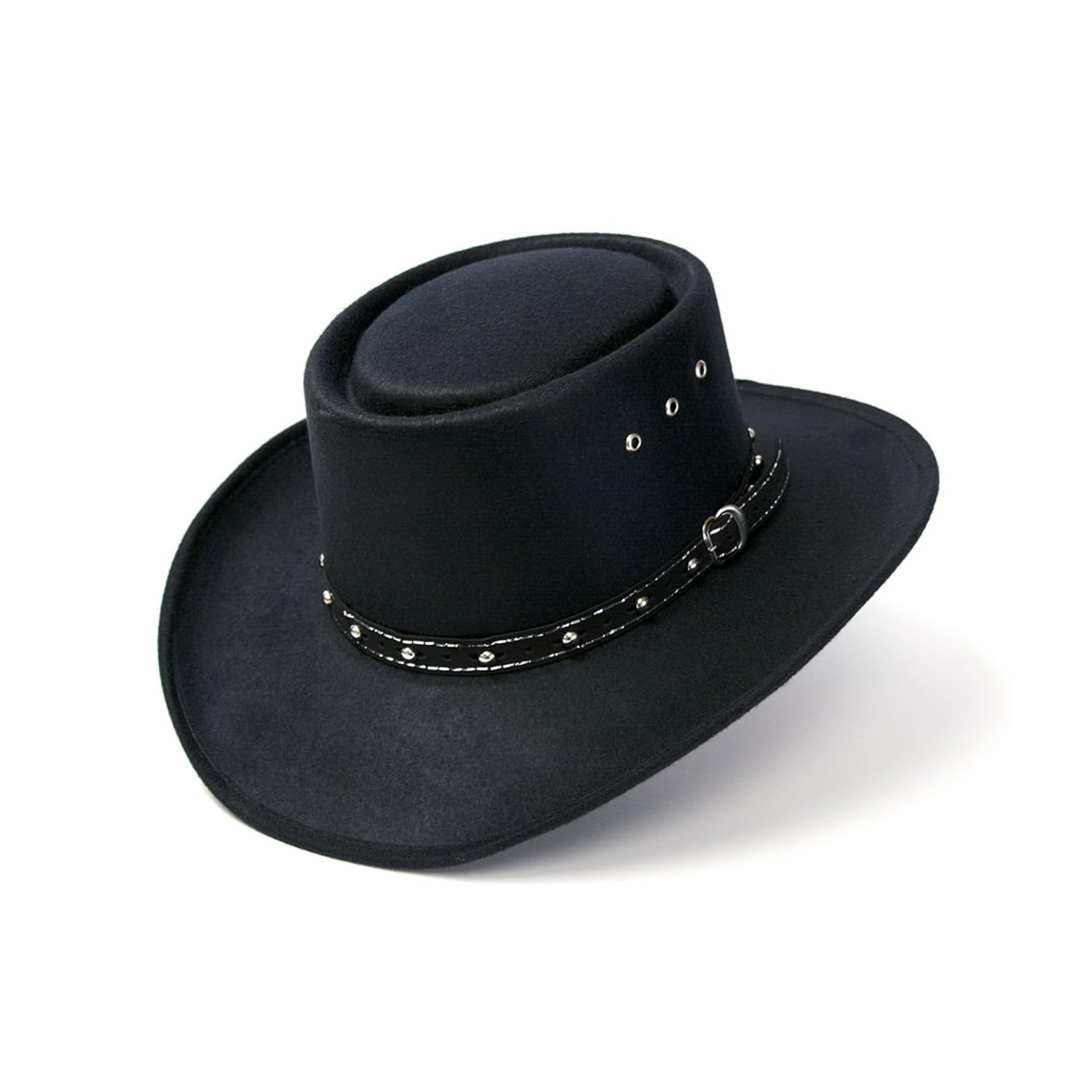 Premium Felt Western Gambler Hat with Telescope Crown & Silver Studded Band - Stylish Cowboy Hat for Men & Women | Perfect for Rodeo, Country Music Festivals & Western Fashion