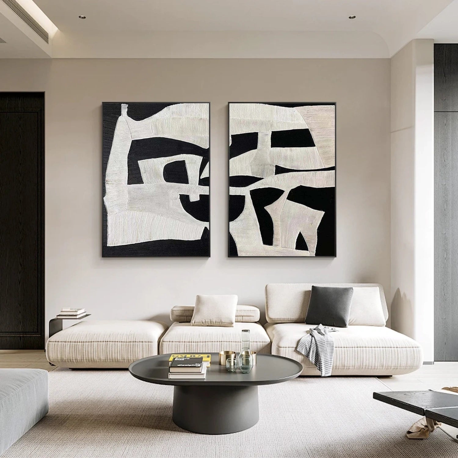Abstract Tranquility Set of 2 Modern Canvas Wall Art - Minimalist Home Decor for Living Room, Bedroom & Office - #WS022