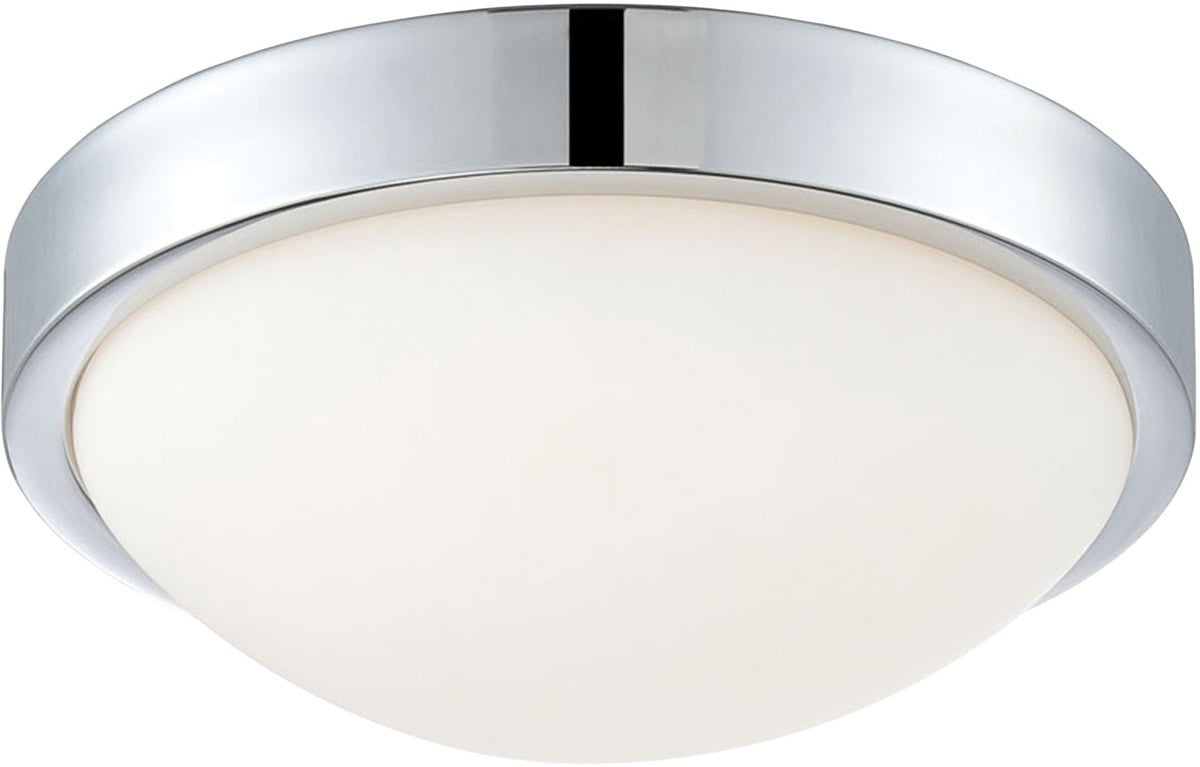 12W Sydney Flushmount Ceiling Light - Chrome Finish with White Opal Glass Shade - Perfect for Bedroom, Hallway & Kitchen Lighting