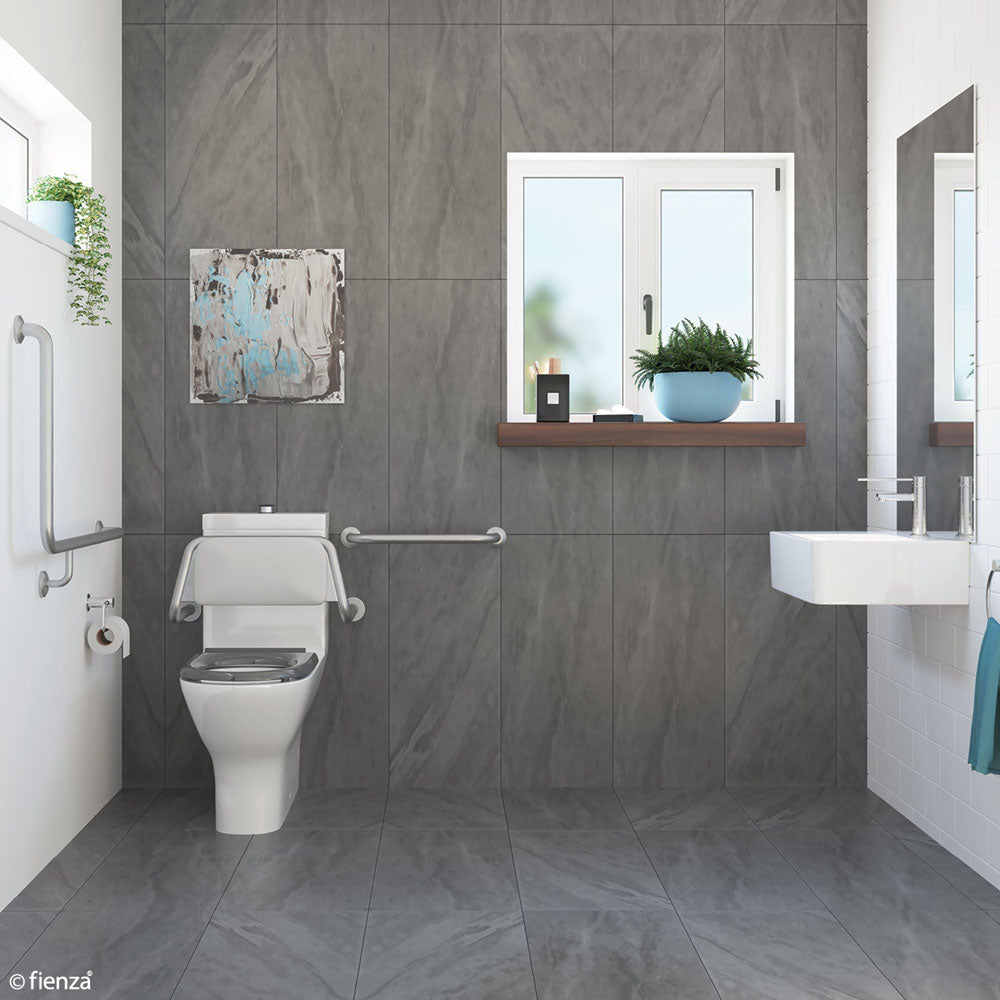 Fienza Delta CARE4RL & CARE4RR Accessible Care Kit with 90° Right Hand Rail - Ideal for Elderly & Disabled Bathroom Safety & Mobility Assistance