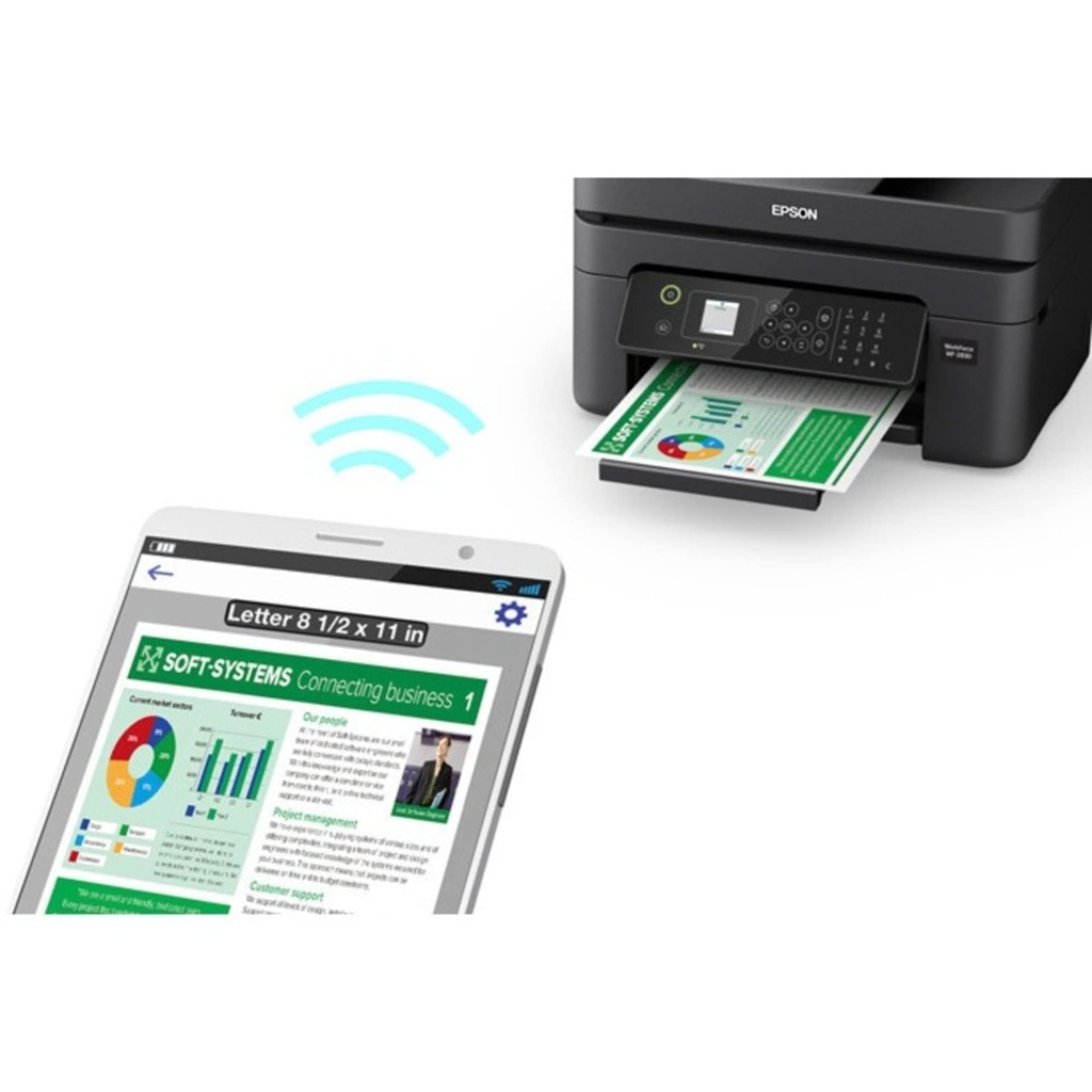 Epson Workforce WF-2930 Wireless All-in-One Printer with Scan, Copy, Fax | Auto Document Feeder & Duplex Printing | 1.4