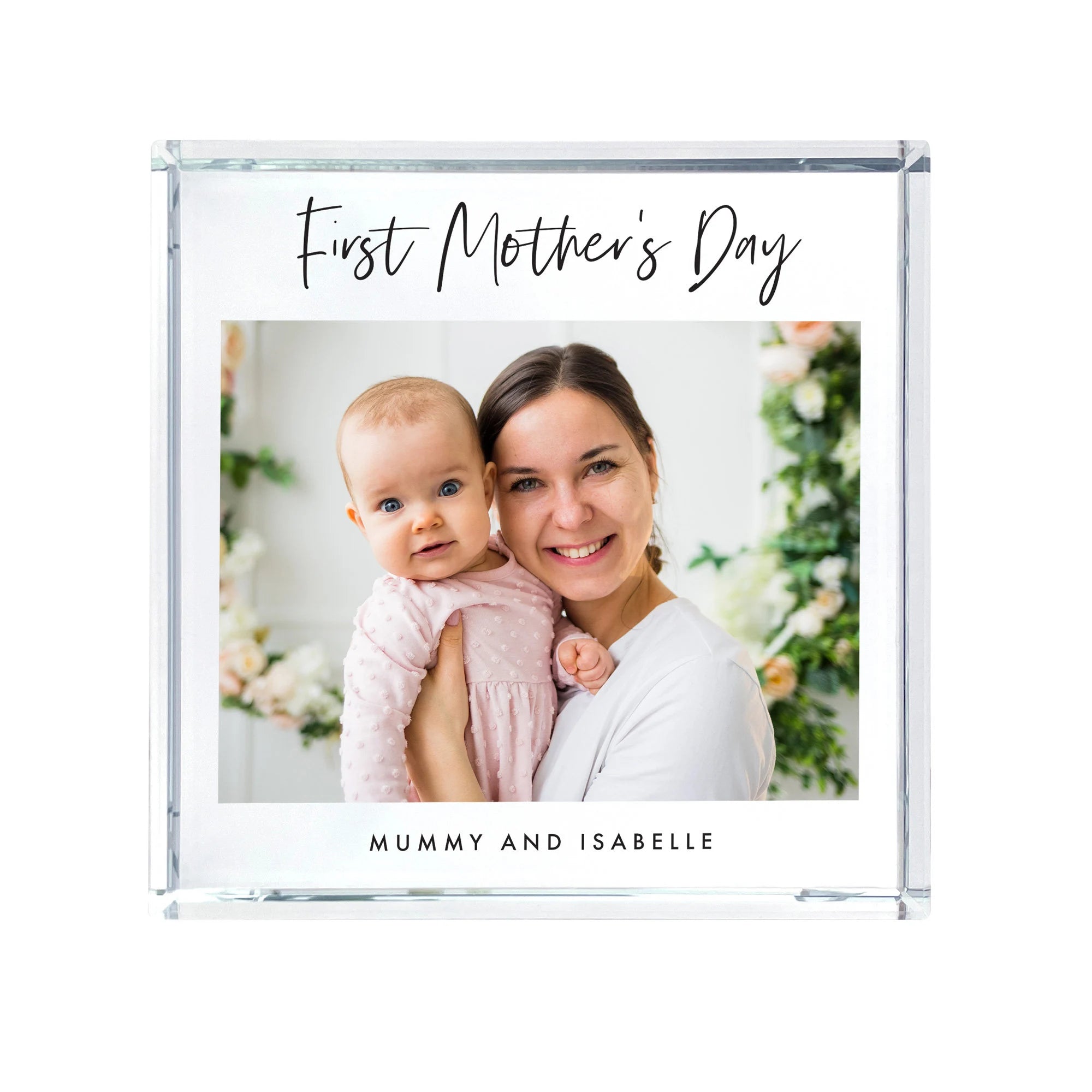 Personalized First Mother's Day Keepsake - Engraved Crystal Photo Gift for New Moms - Perfect for Baby Showers, Christenings & Special Milestones
