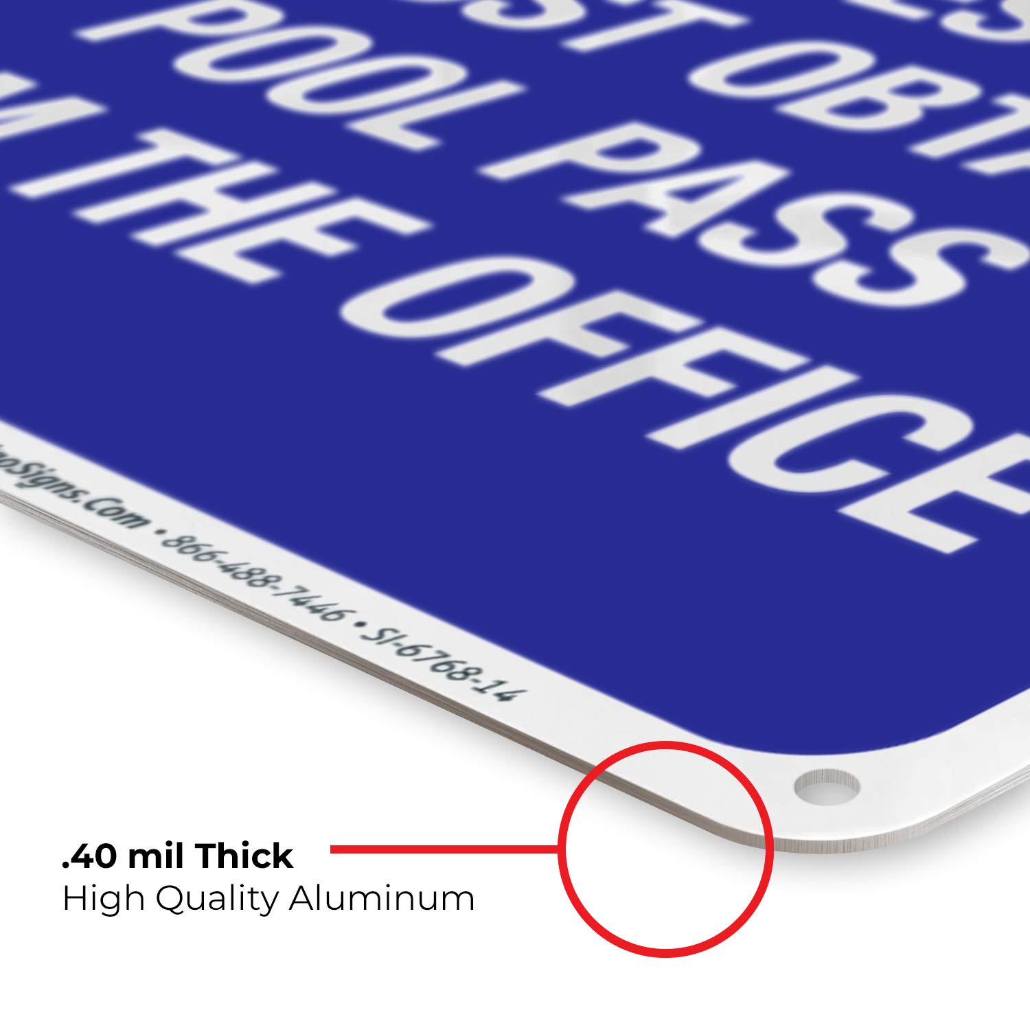 Pool Pass Required Sign - 10x14 Inches, Rust-Free .040 Aluminum, Fade Resistant - Ideal for Community Pools, Gyms, Resorts & Water Parks - Made in USA