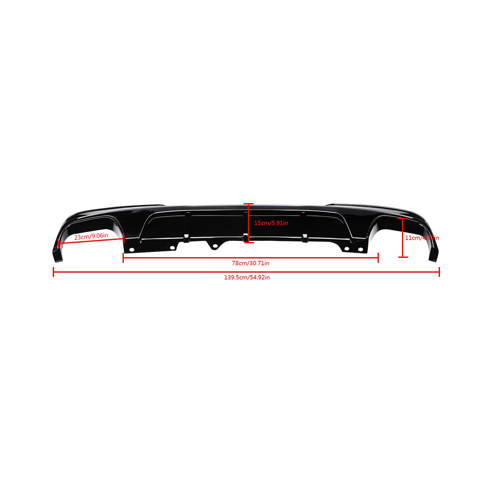 NINTE Rear Diffuser for 2011-2016 BMW 5-Series F10 520i 528i 535i 550i - MP Style Gloss Black Rear Bumper Lip with Dual Exhaust Cutouts - Perfect for Car Upgrades & Performance Enhancement