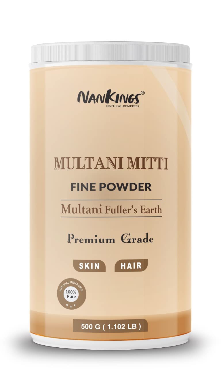 Nankings Multani Mitti - 100% Natural Fuller's Earth Clay for Skin Care, Face Mask & Hair Treatment | Deep Pore Cleansing & Detoxifying | 500g in Air-Tight Storage Jar | Perfect for Spa, Facial & Home Beauty Treatments